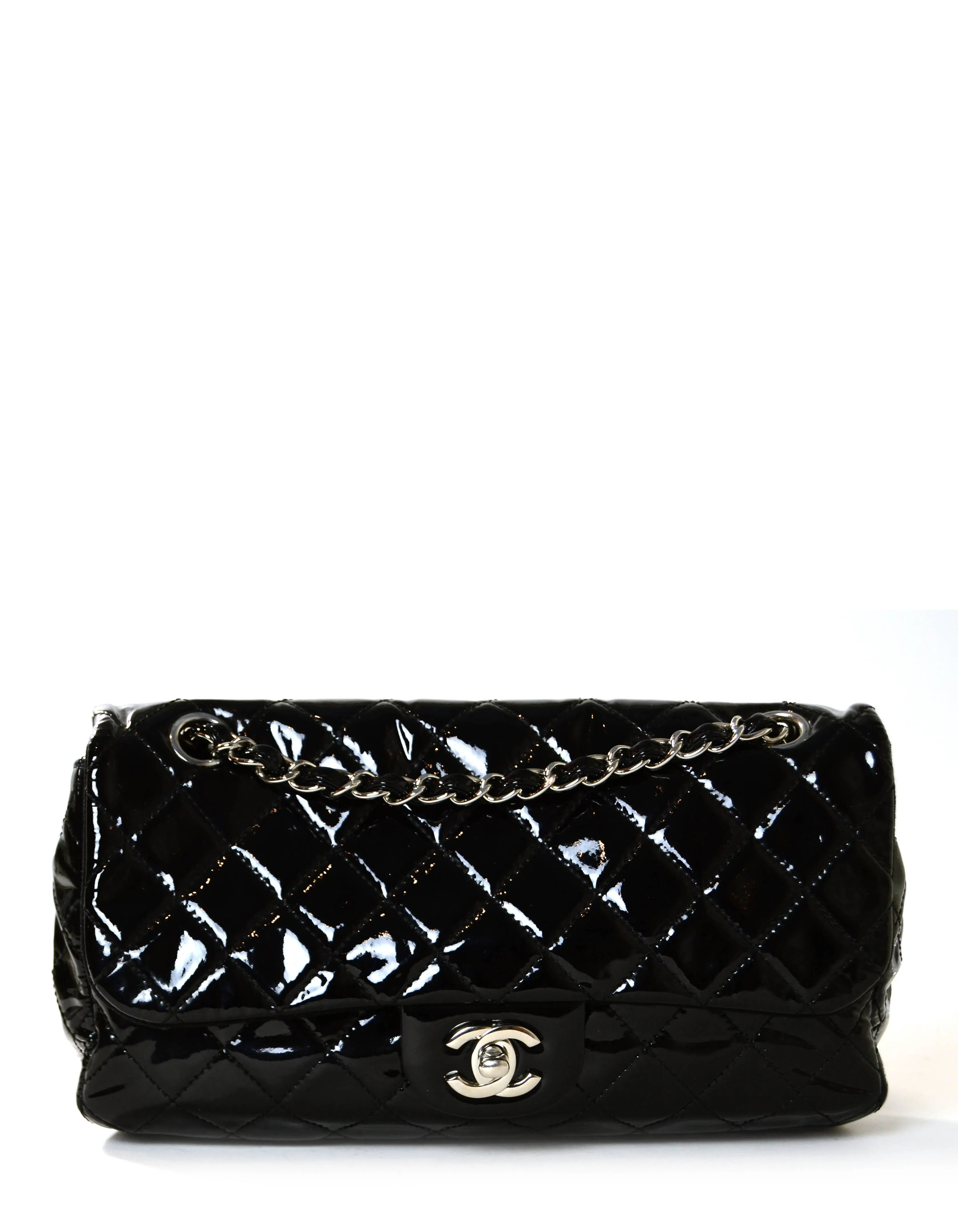 Chanel Black Mesh & Patent La Madrague 2 in 1 Tote/ Quilted Flap Bag