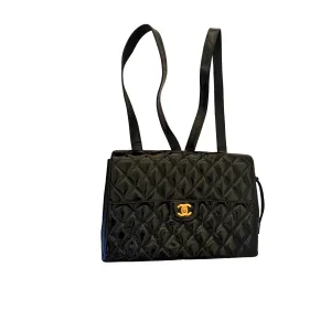 Chanel Black Quilted Patent Leather Backpack