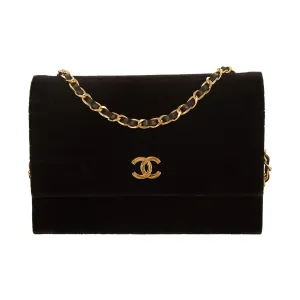 Chanel Black Velet Chain Shoulder Bag