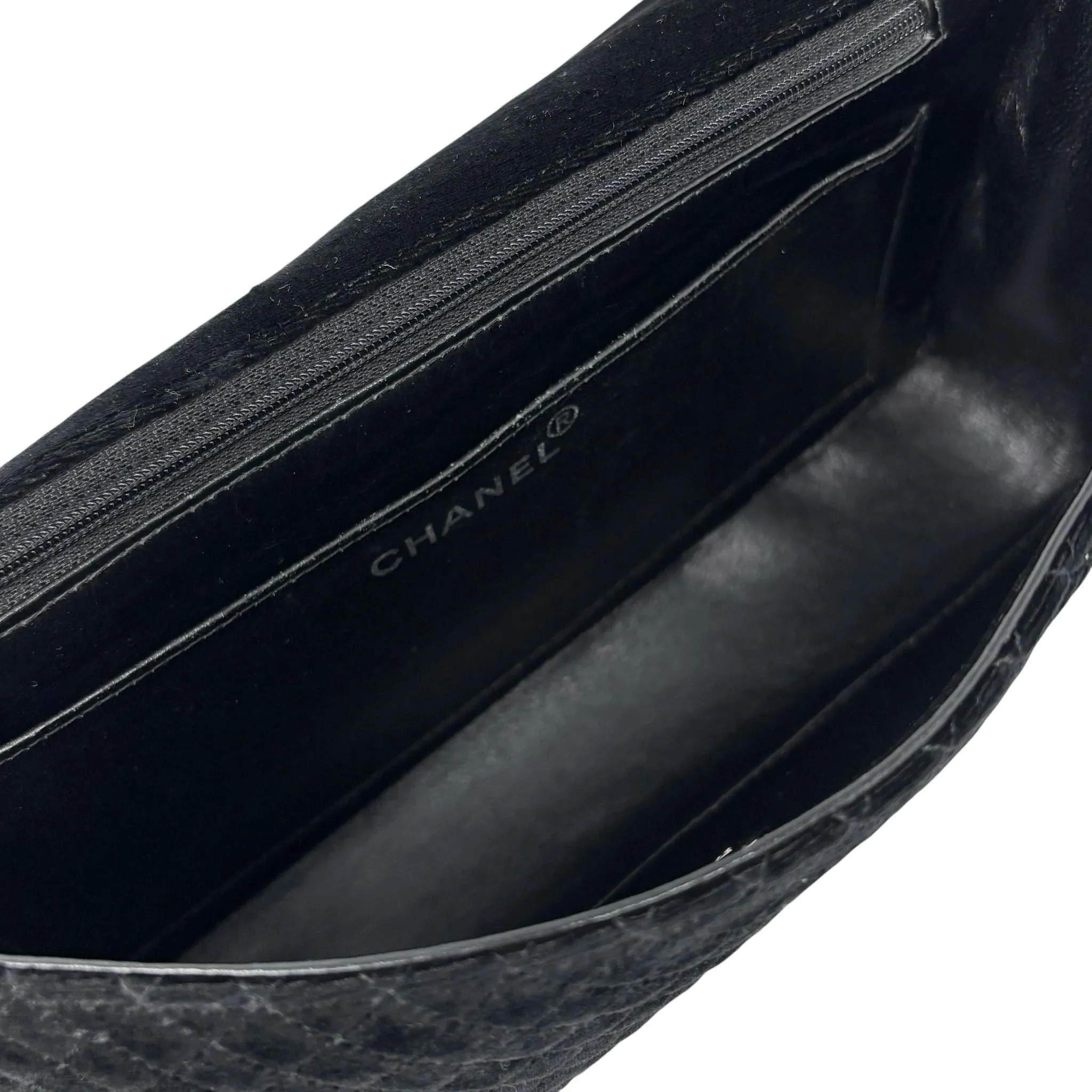 Chanel Black Velvet Micro Quilted Flap Bag