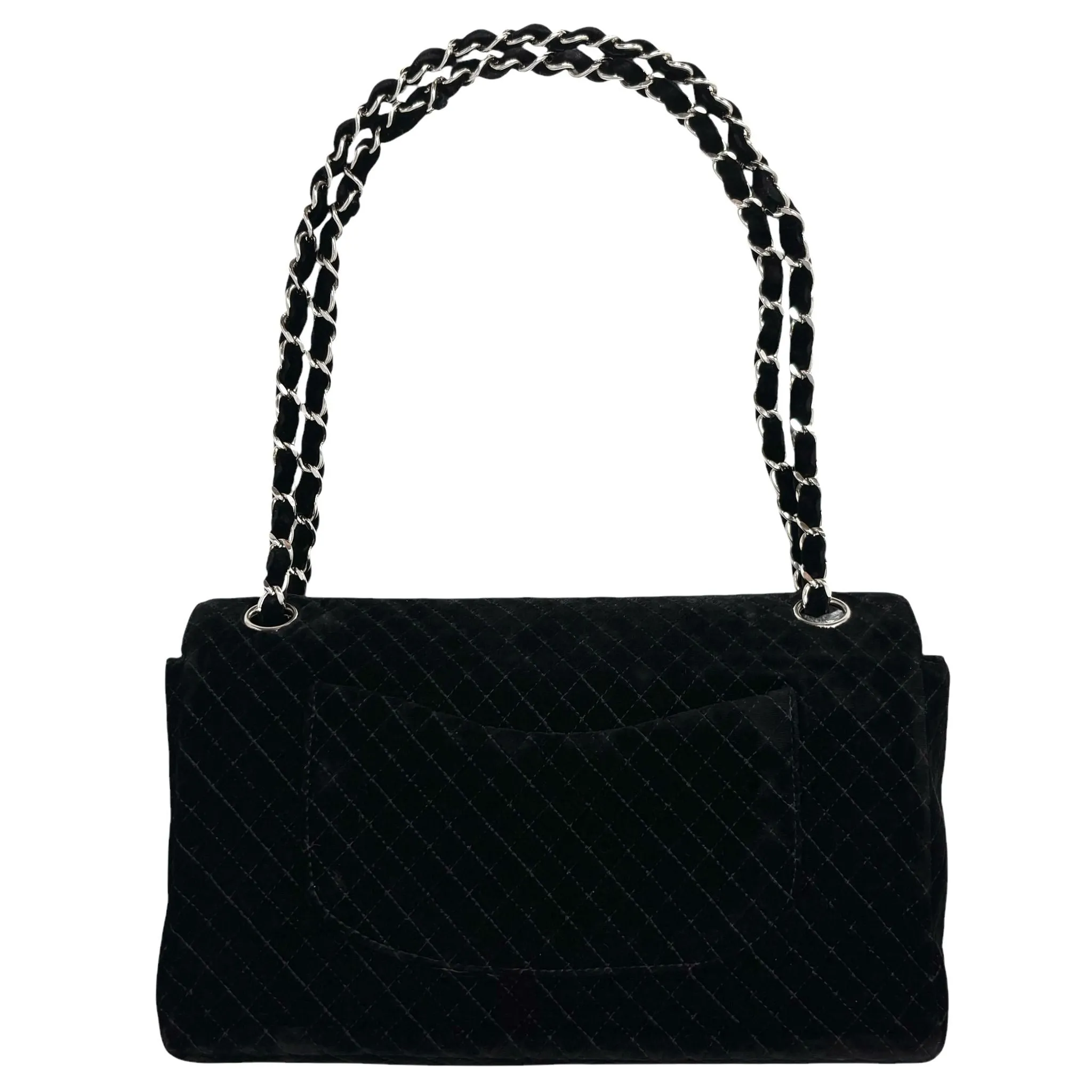 Chanel Black Velvet Micro Quilted Flap Bag