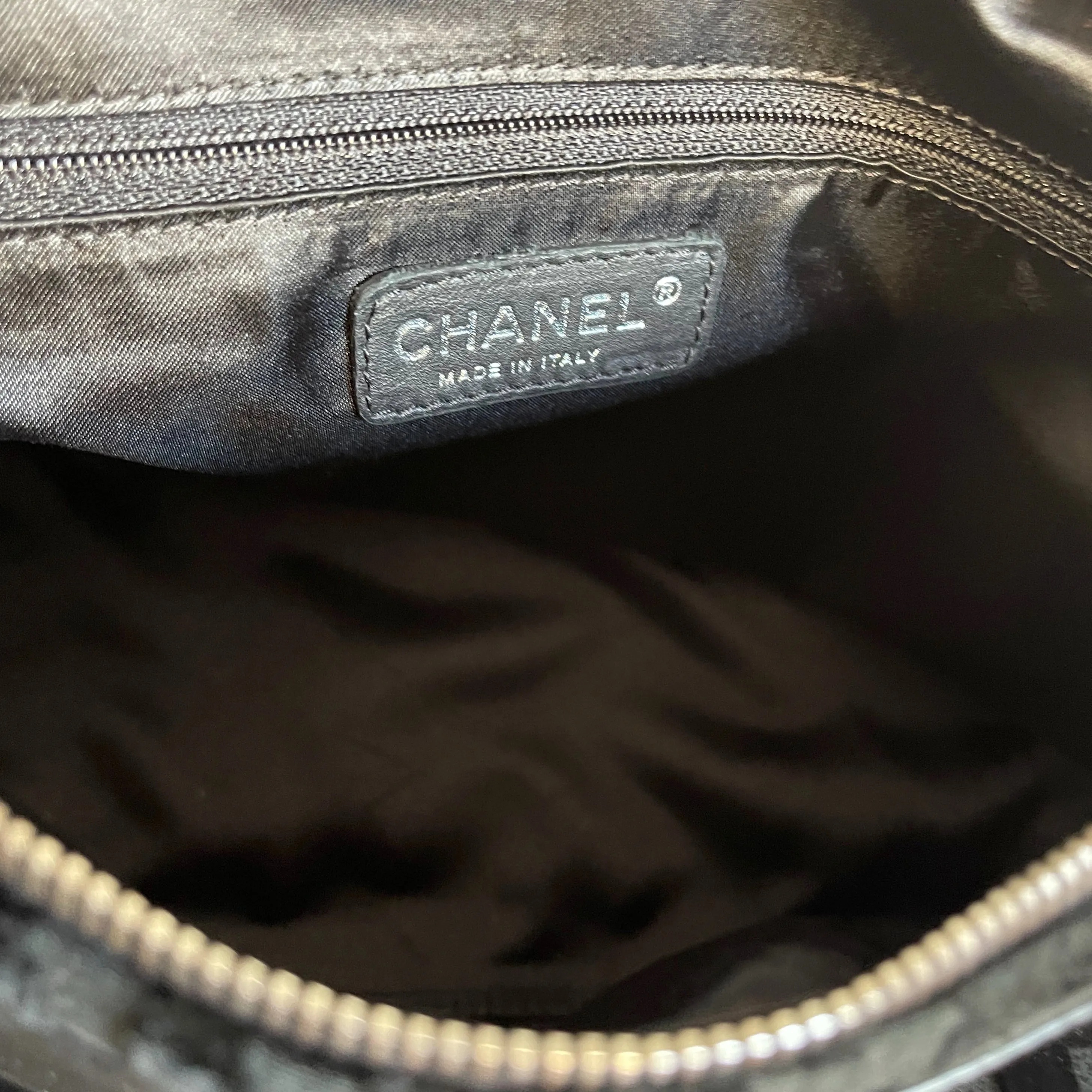 Chanel Black Velvet Textured Shoulder Bag