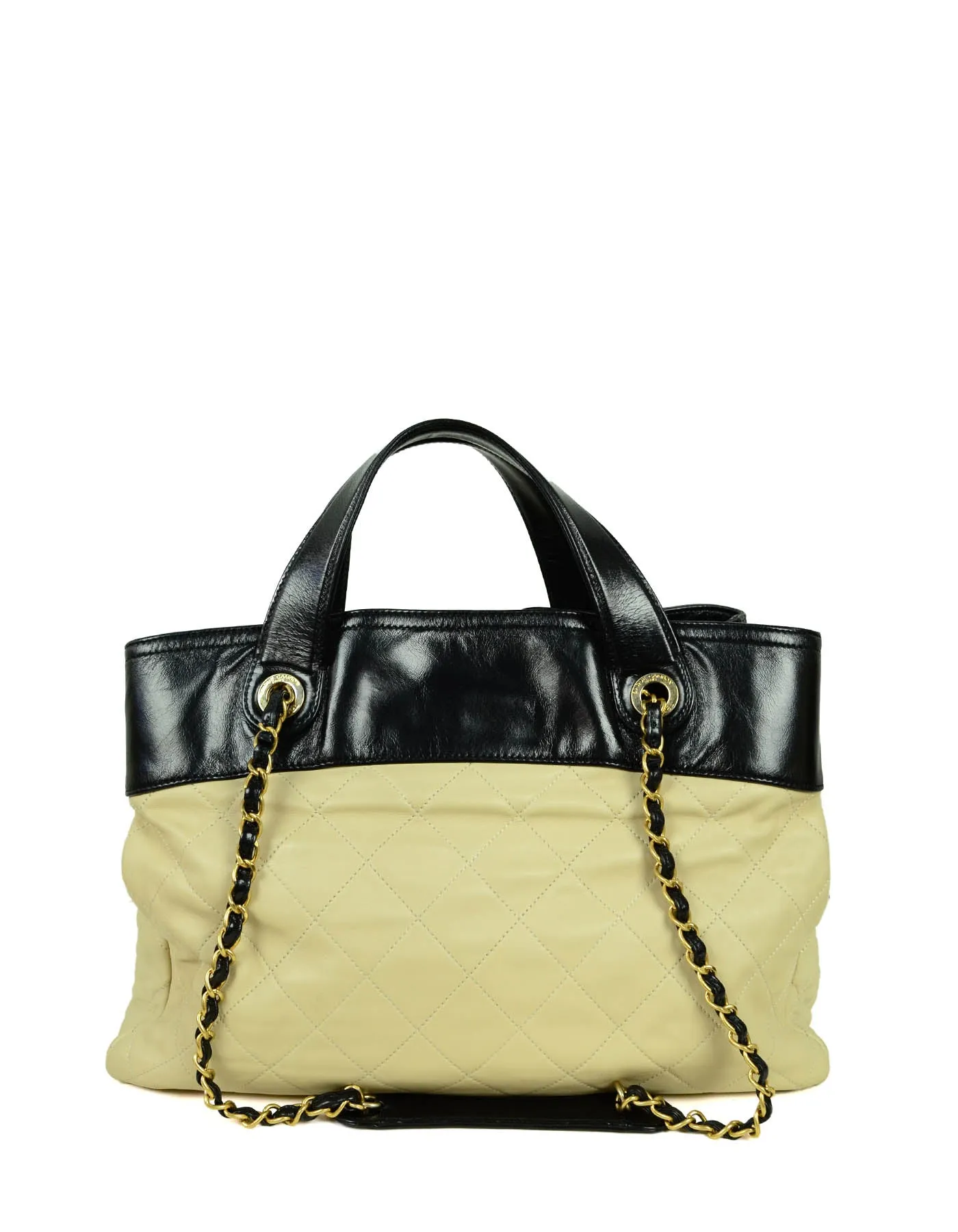 Chanel Black/Beige Quilted Leather In-the-Mix Tote Bag