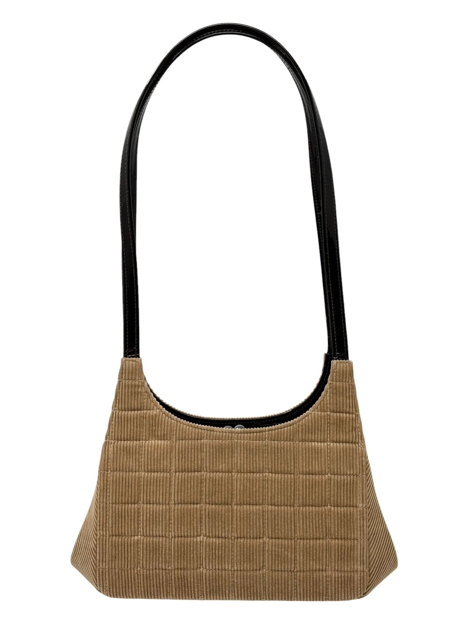 Chanel Brown Corduroy Quilted Logo Shoulder Bag