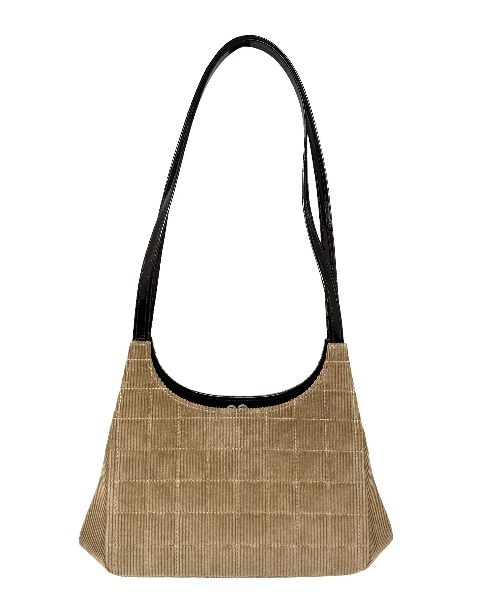 Chanel Brown Corduroy Quilted Logo Shoulder Bag