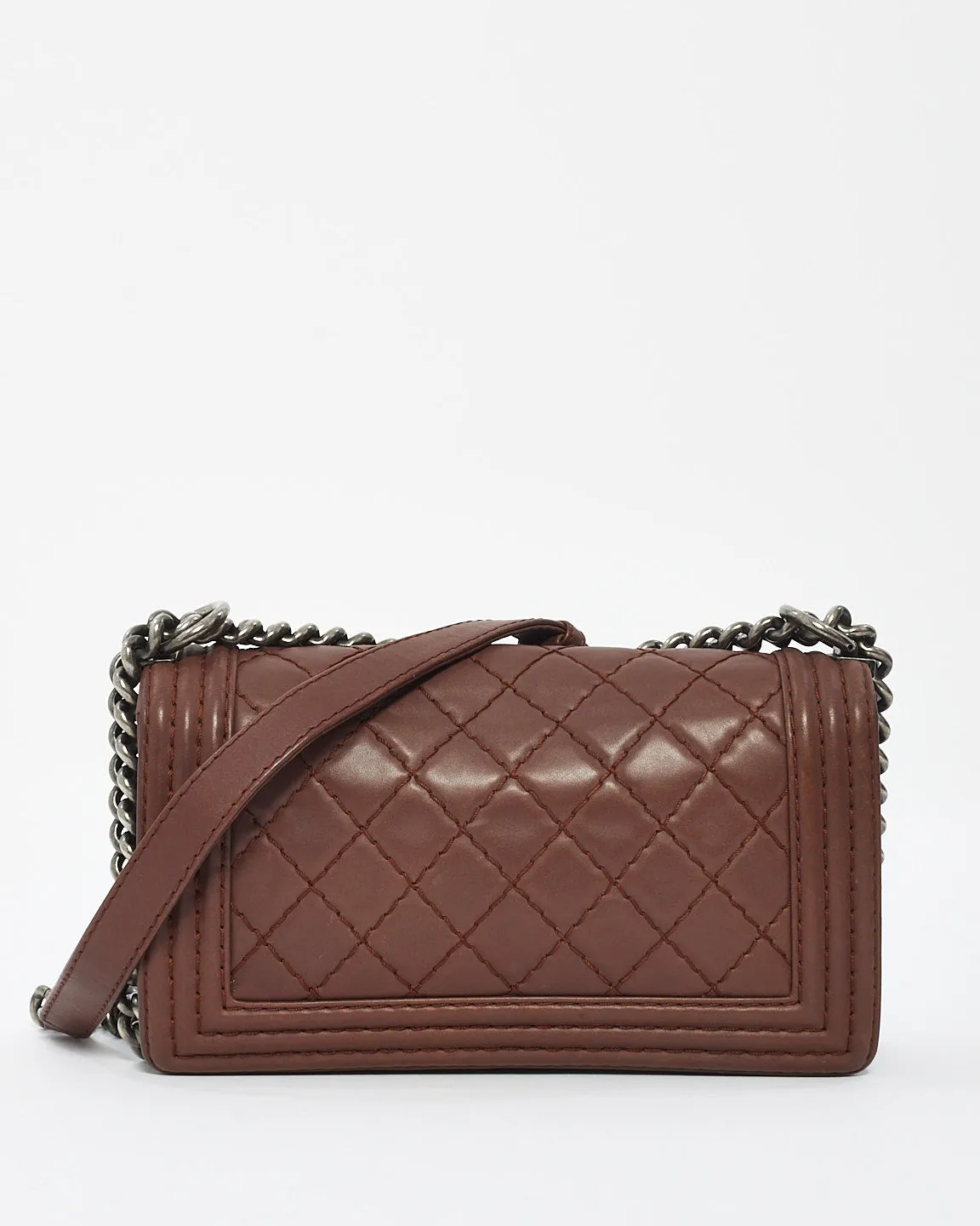 Chanel Brown Quilted Leather Boy Old Medium Bag