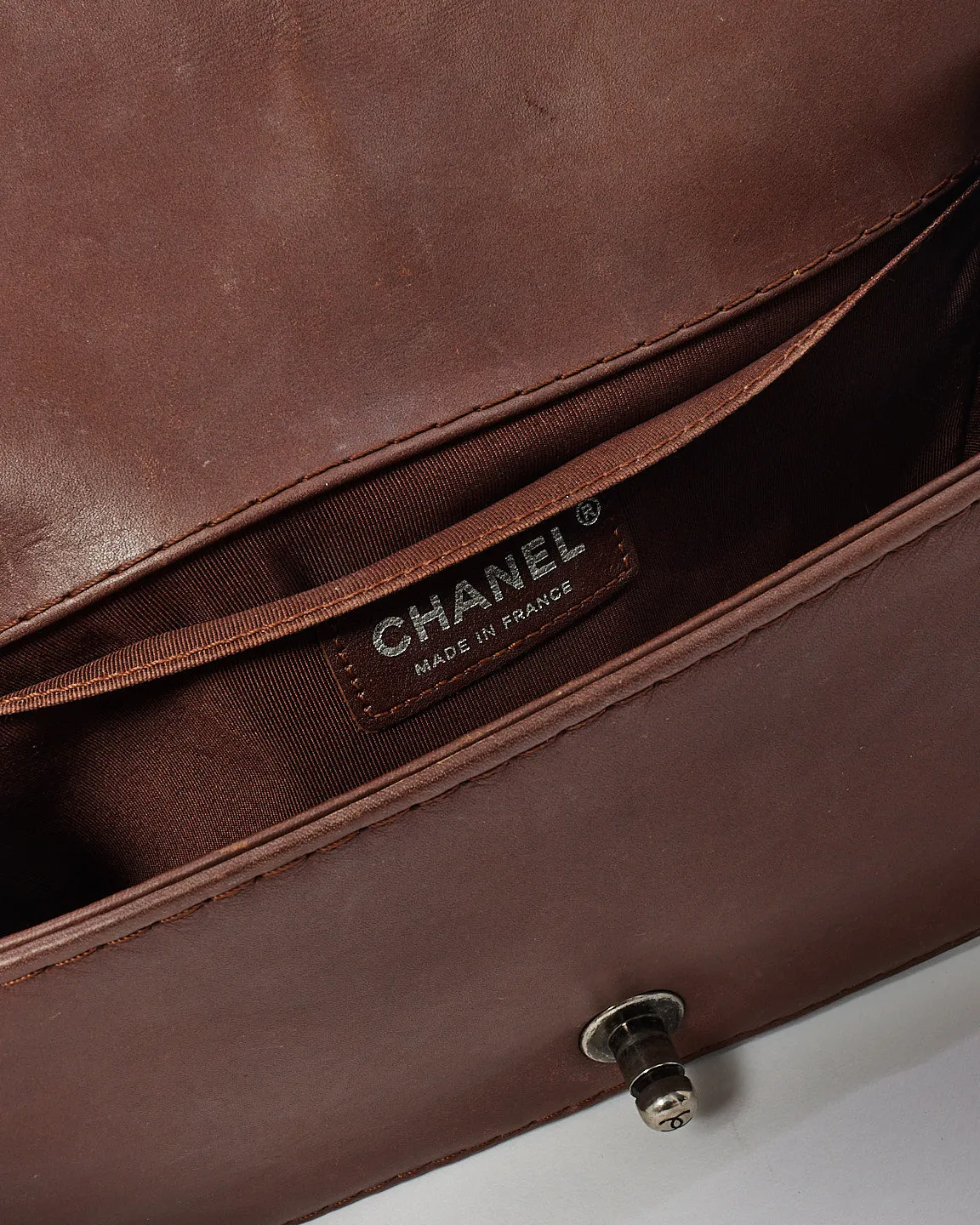 Chanel Brown Quilted Leather Boy Old Medium Bag
