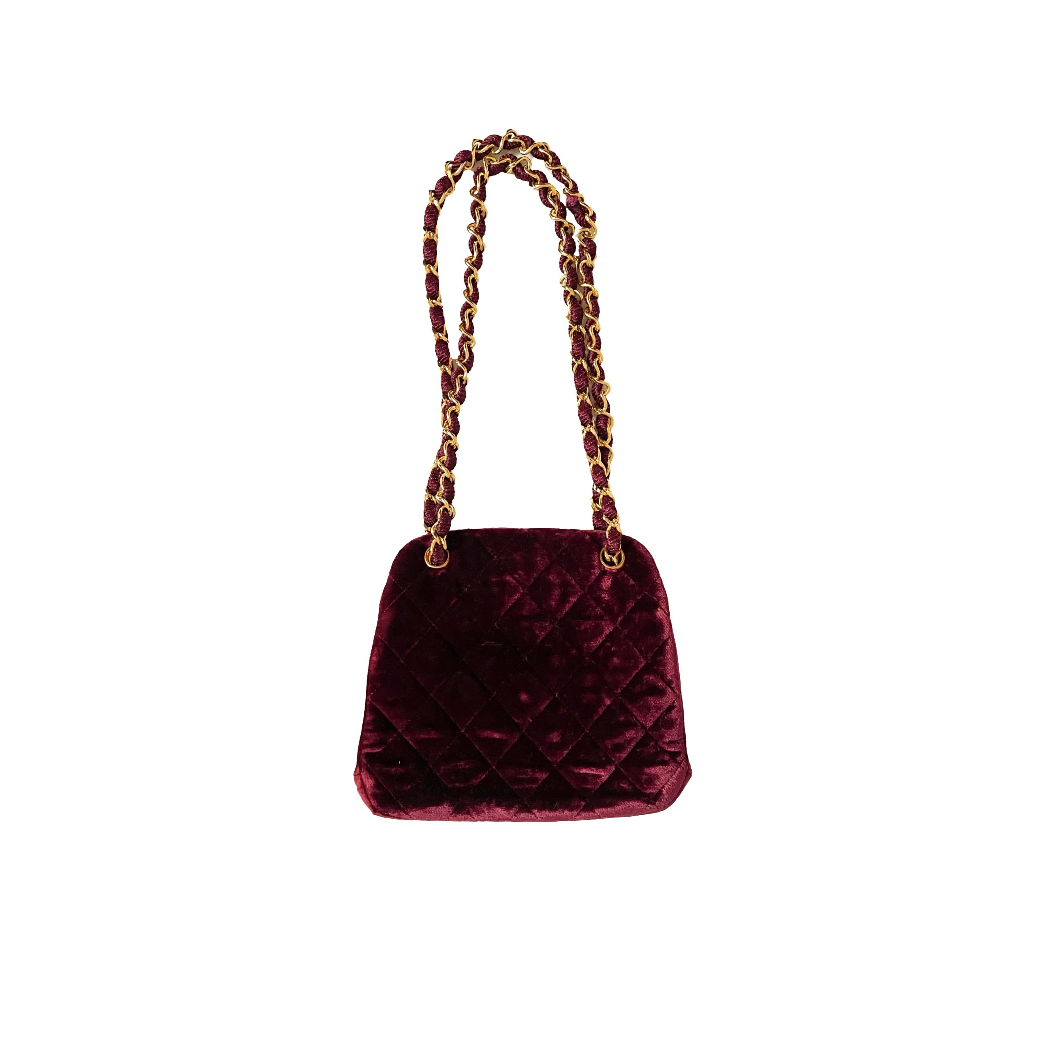 Chanel Burgundy Velvet Chain Bag