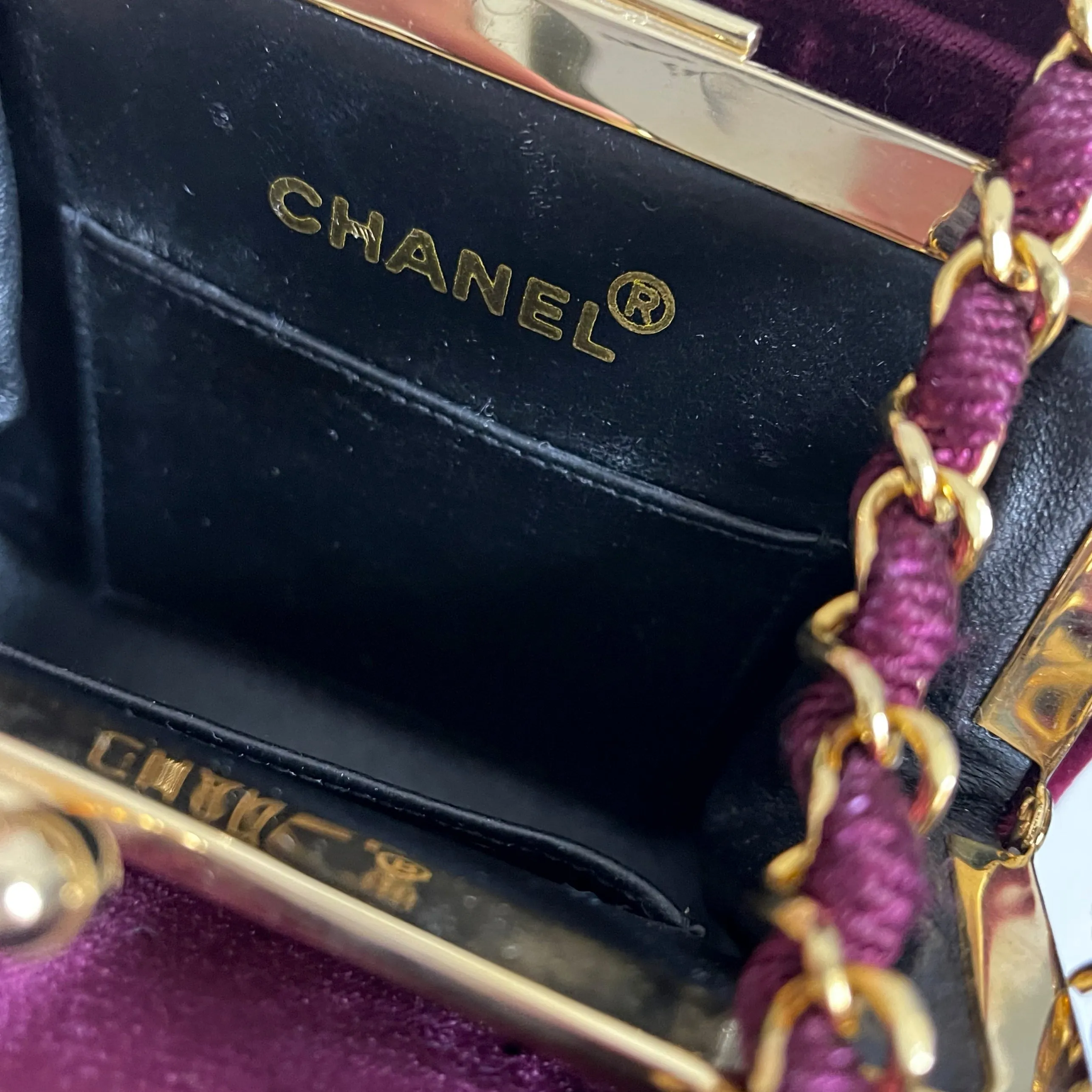 Chanel Burgundy Velvet Chain Bag