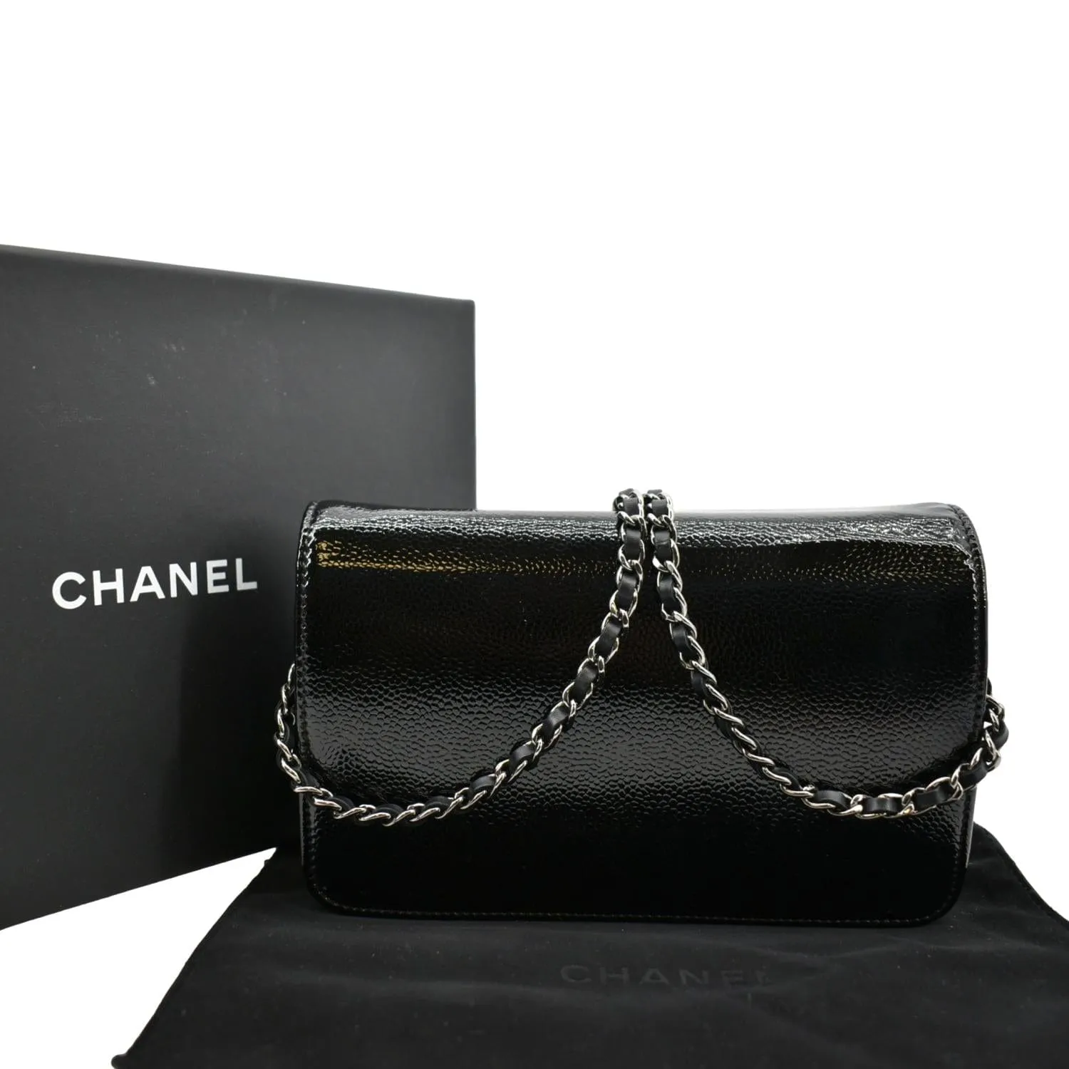 CHANEL CC WOC Caviar Leather Wallet on Chain Shoulder Bag Black