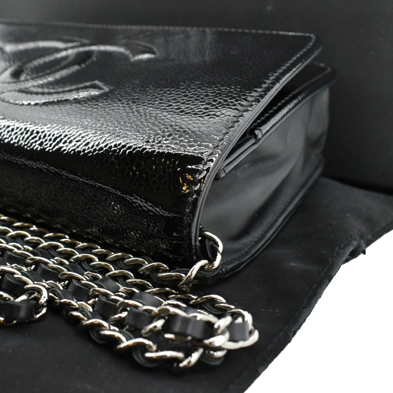 CHANEL CC WOC Caviar Leather Wallet on Chain Shoulder Bag Black