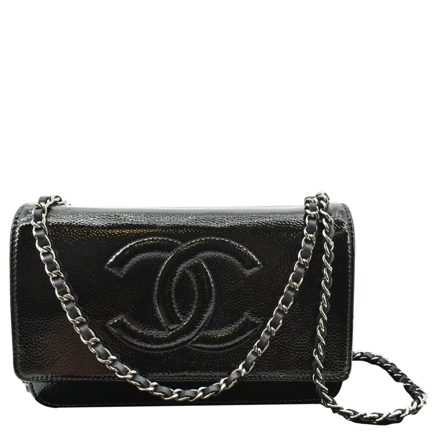 CHANEL CC WOC Caviar Leather Wallet on Chain Shoulder Bag Black