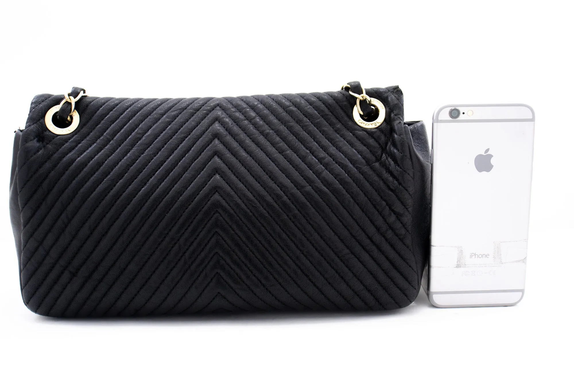 Chanel Chevron V-Stitch Leather Chain Shoulder Bag Single Flap Mat k59