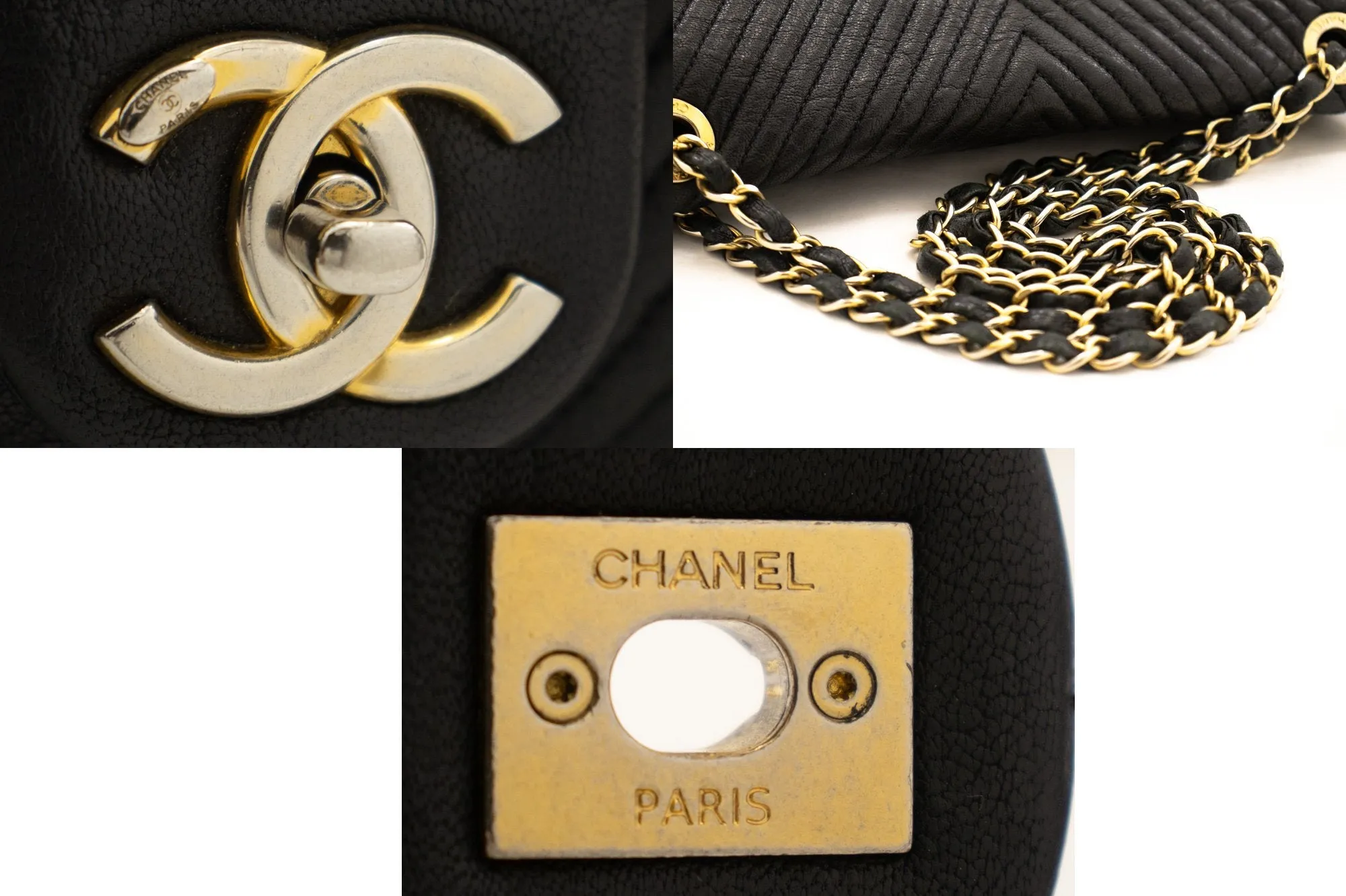 Chanel Chevron V-Stitch Leather Chain Shoulder Bag Single Flap Mat k59