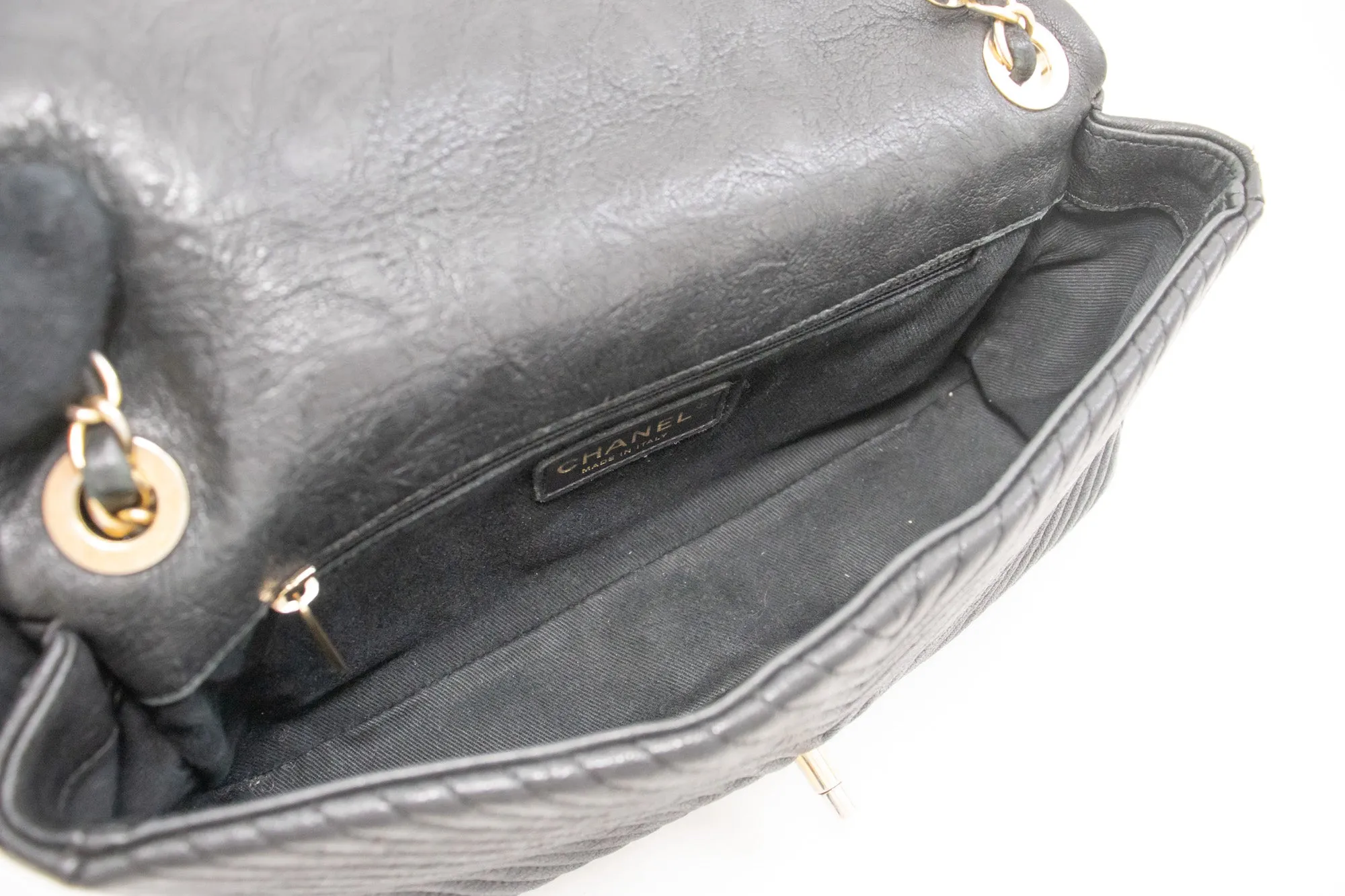 Chanel Chevron V-Stitch Leather Chain Shoulder Bag Single Flap Mat k59