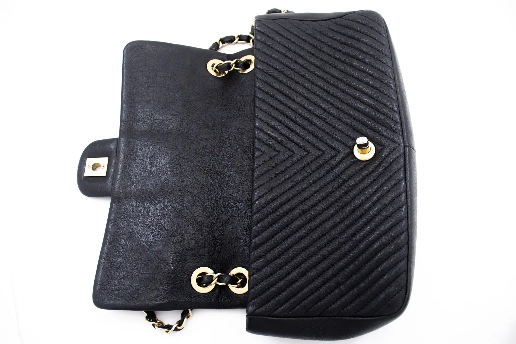 Chanel Chevron V-Stitch Leather Chain Shoulder Bag Single Flap Mat k59