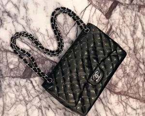 Chanel Classic Diamond Quilted Patent Leather Jumbo Double Flap
