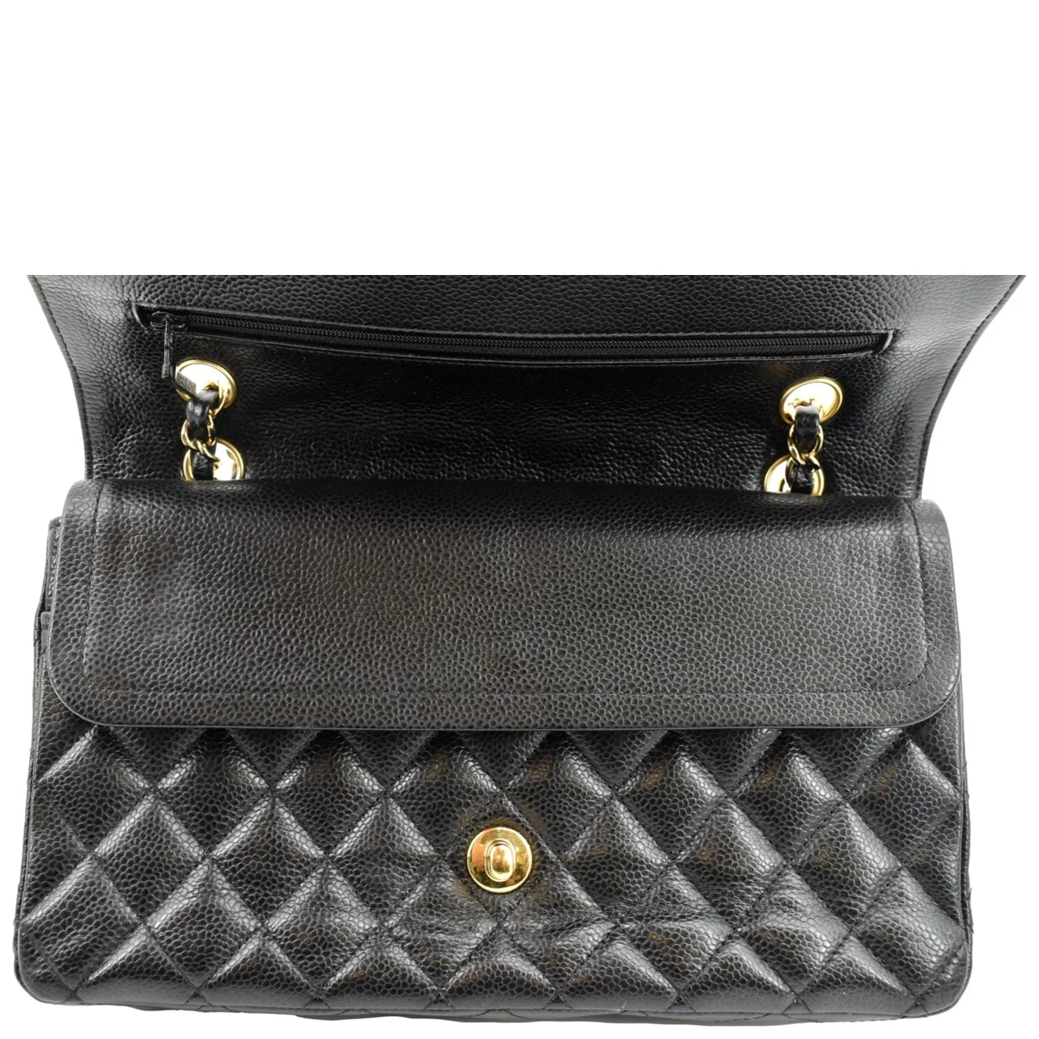 CHANEL Classic Double Flap Leather Shoulder Bag Black
