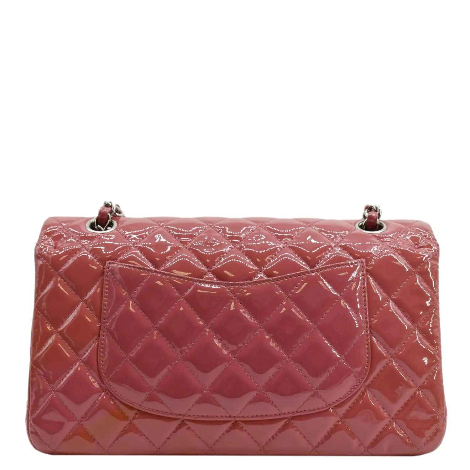 CHANEL Classic Double Flap Patent Leather Shoulder Bag Rose Pink