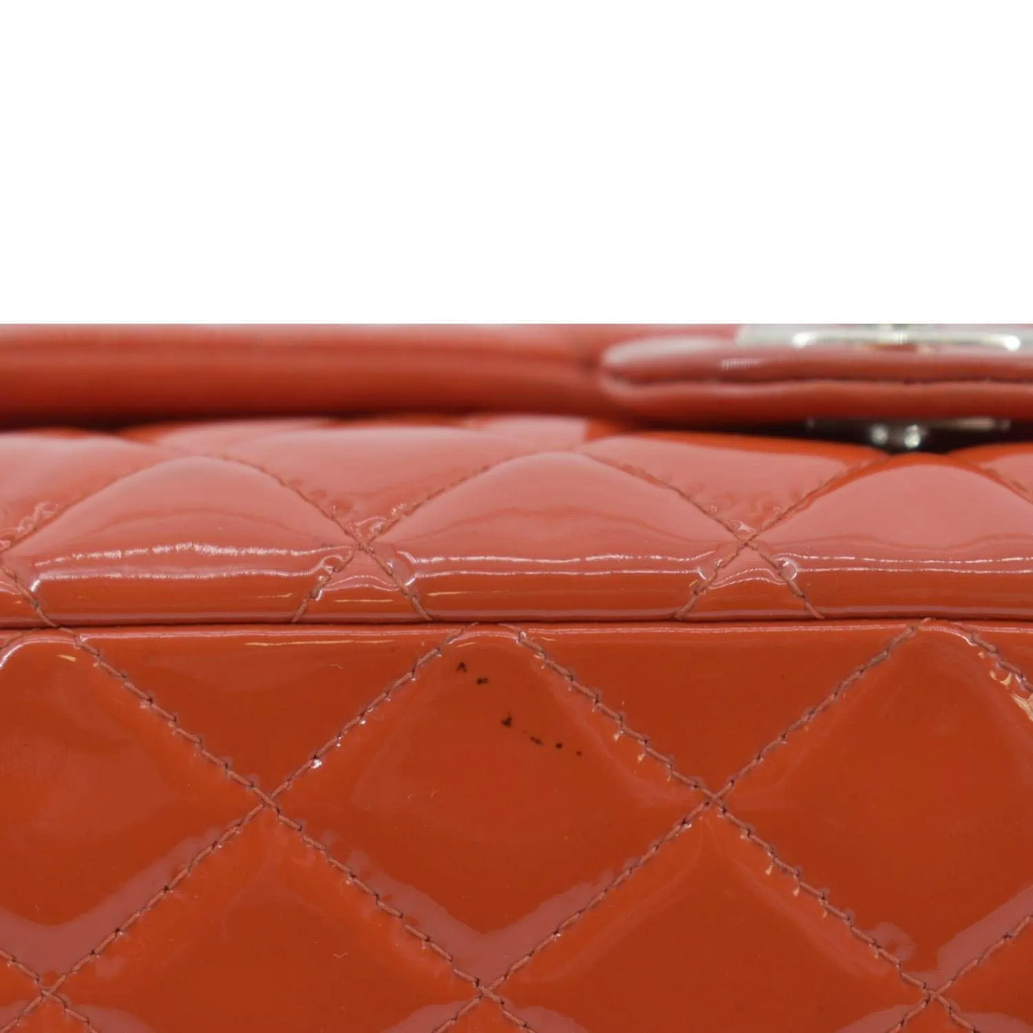 CHANEL Classic Double Flap Quilted Patent Leather Shoulder Bag Red