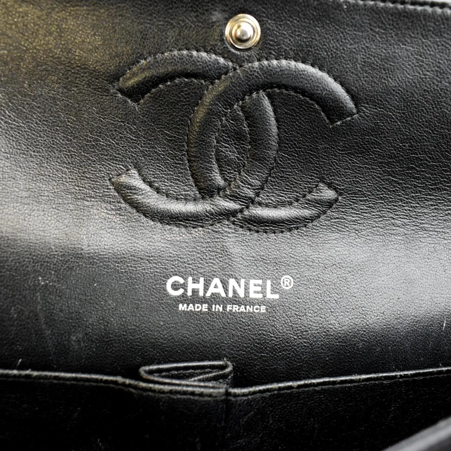 CHANEL Classic Medium Double Flap Patent Leather Shoulder Bag Black