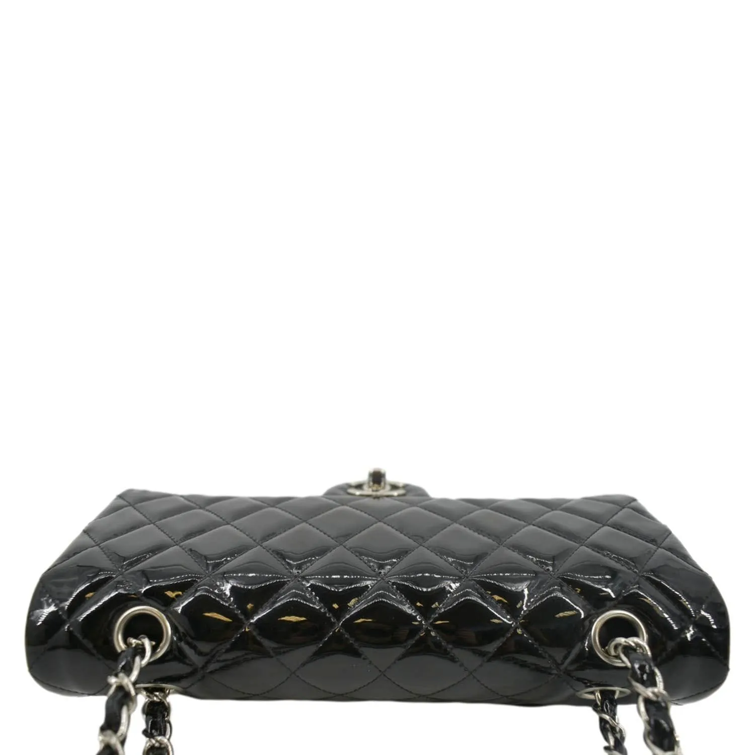 CHANEL Classic Medium Double Flap Patent Leather Shoulder Bag Black
