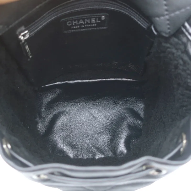 Chanel Coco Neige Shearling Backpack Black Quilted Lambskin Small Bag NEW