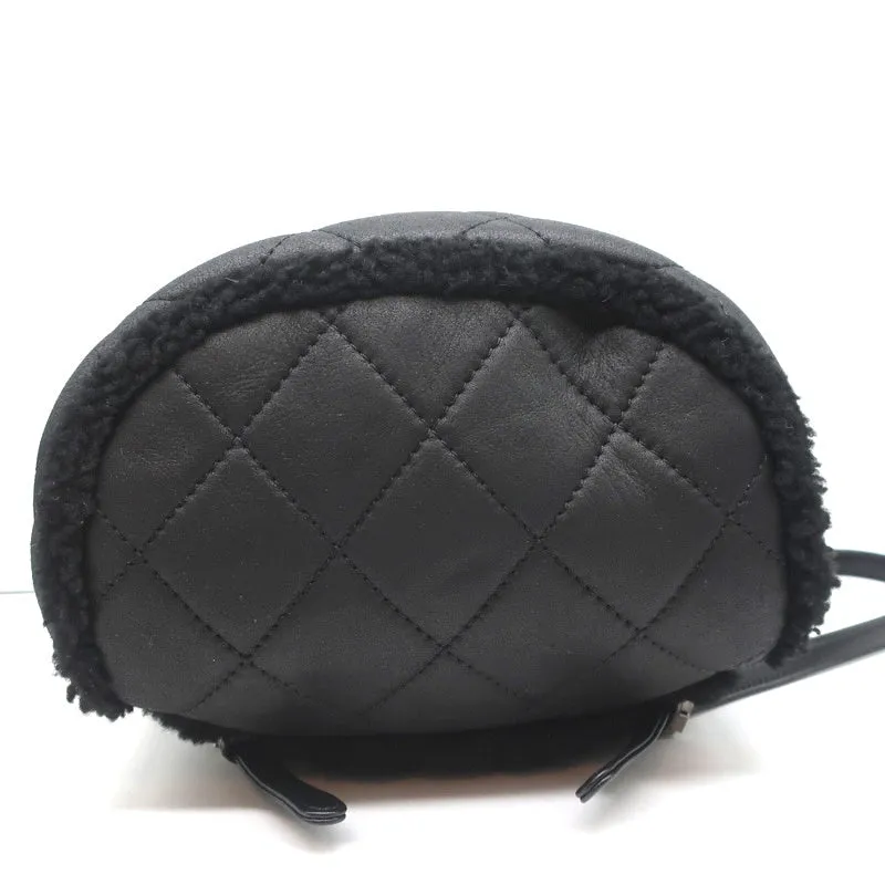 Chanel Coco Neige Shearling Backpack Black Quilted Lambskin Small Bag NEW