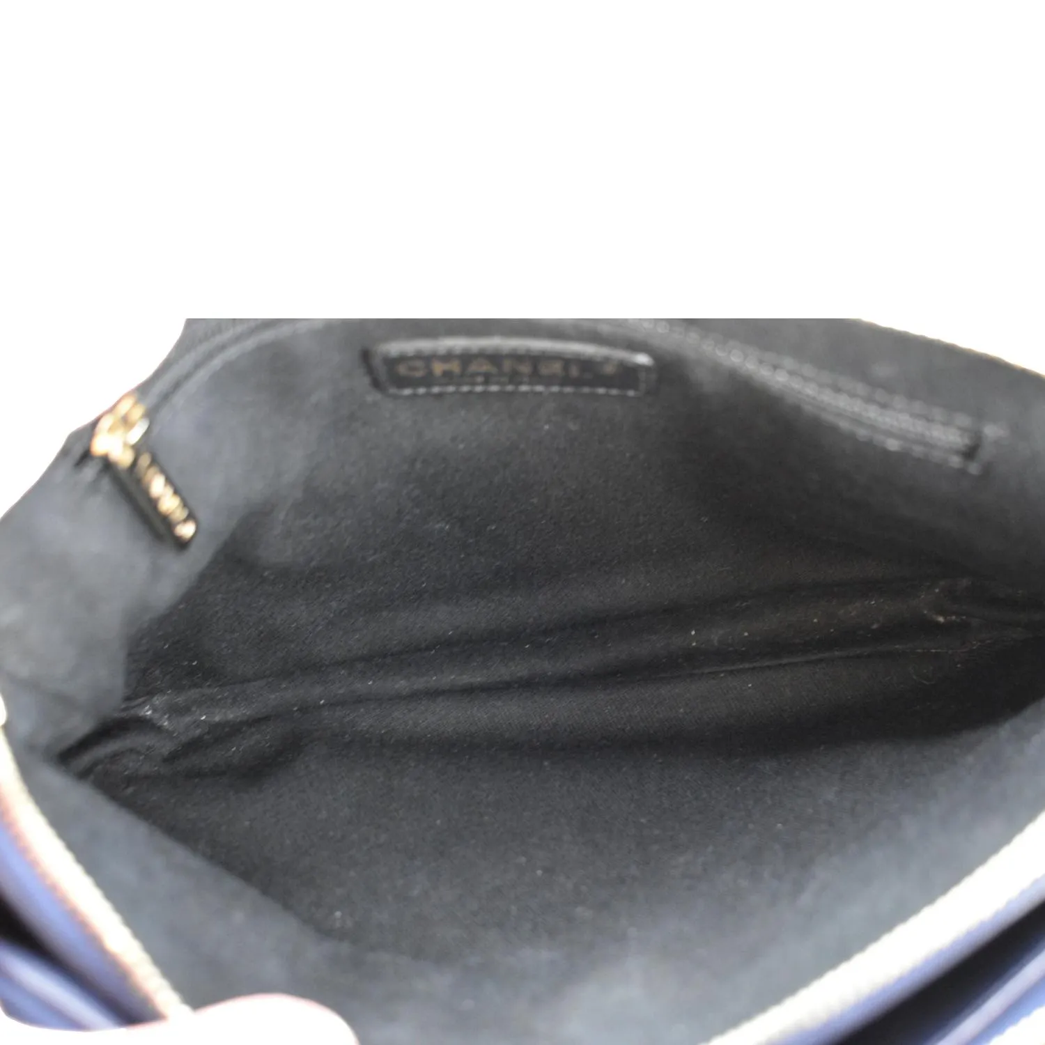 CHANEL Double Zip Patent Leather Shoulder Bag Navy Blue