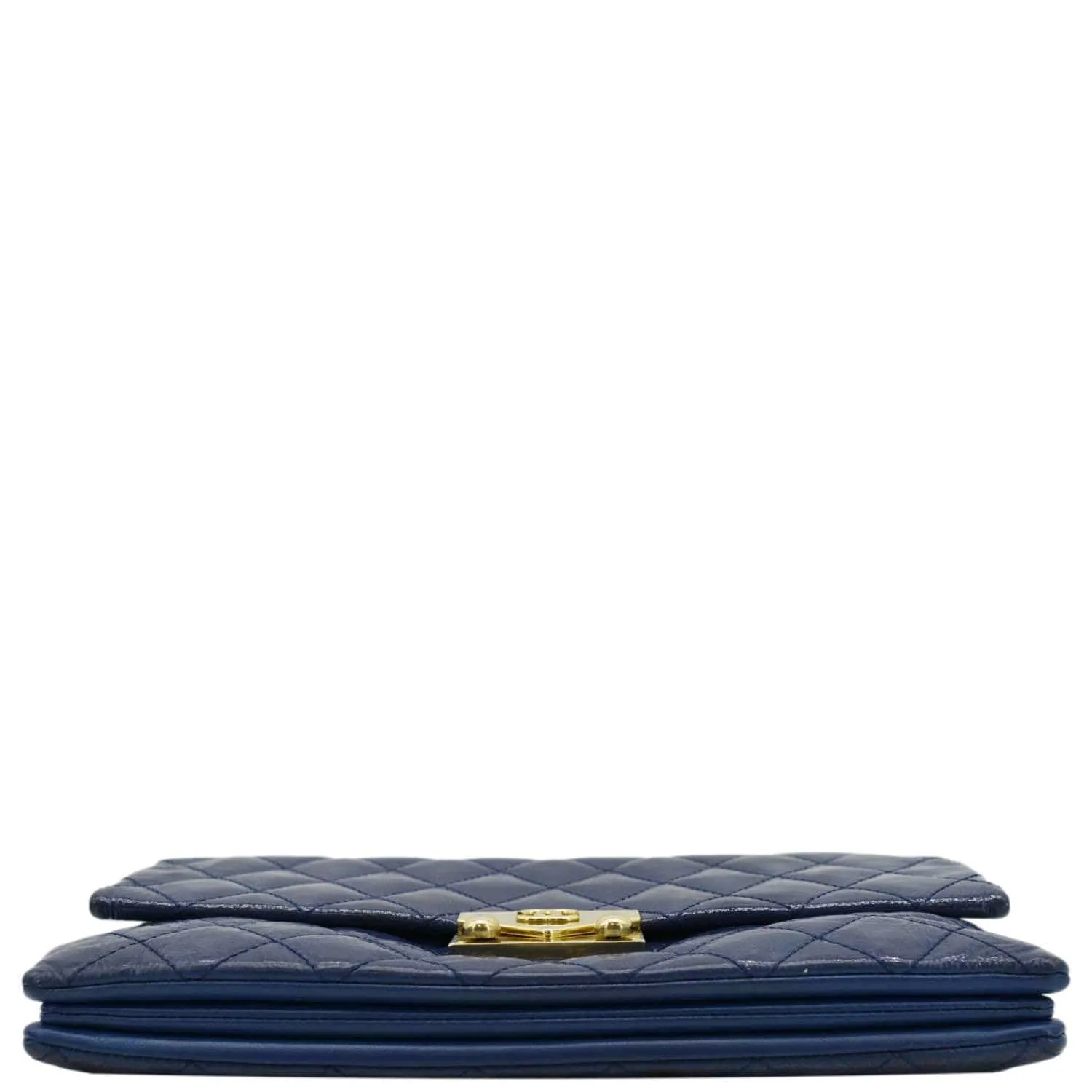 Chanel Envelope Lock 3 Small Quilted Patent Leather Shoulder Bag Blue