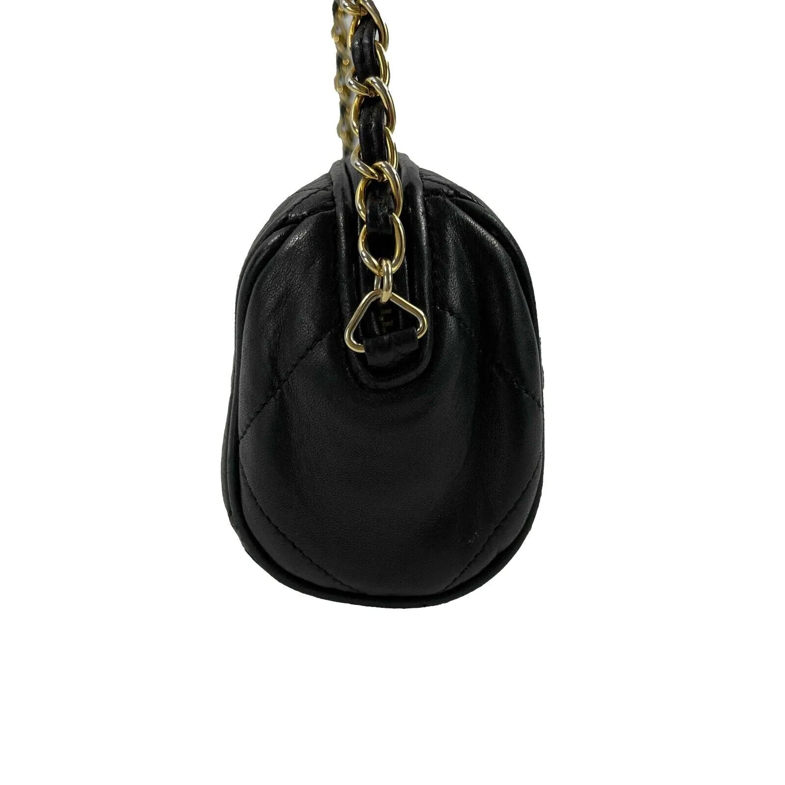 CHANEL - Excellent Vintage 1980's Black Mini Quilted CC Tassel Barrel Crossbody