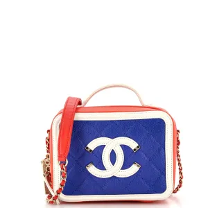 CHANEL Filigree Vanity Case Quilted Caviar Small
