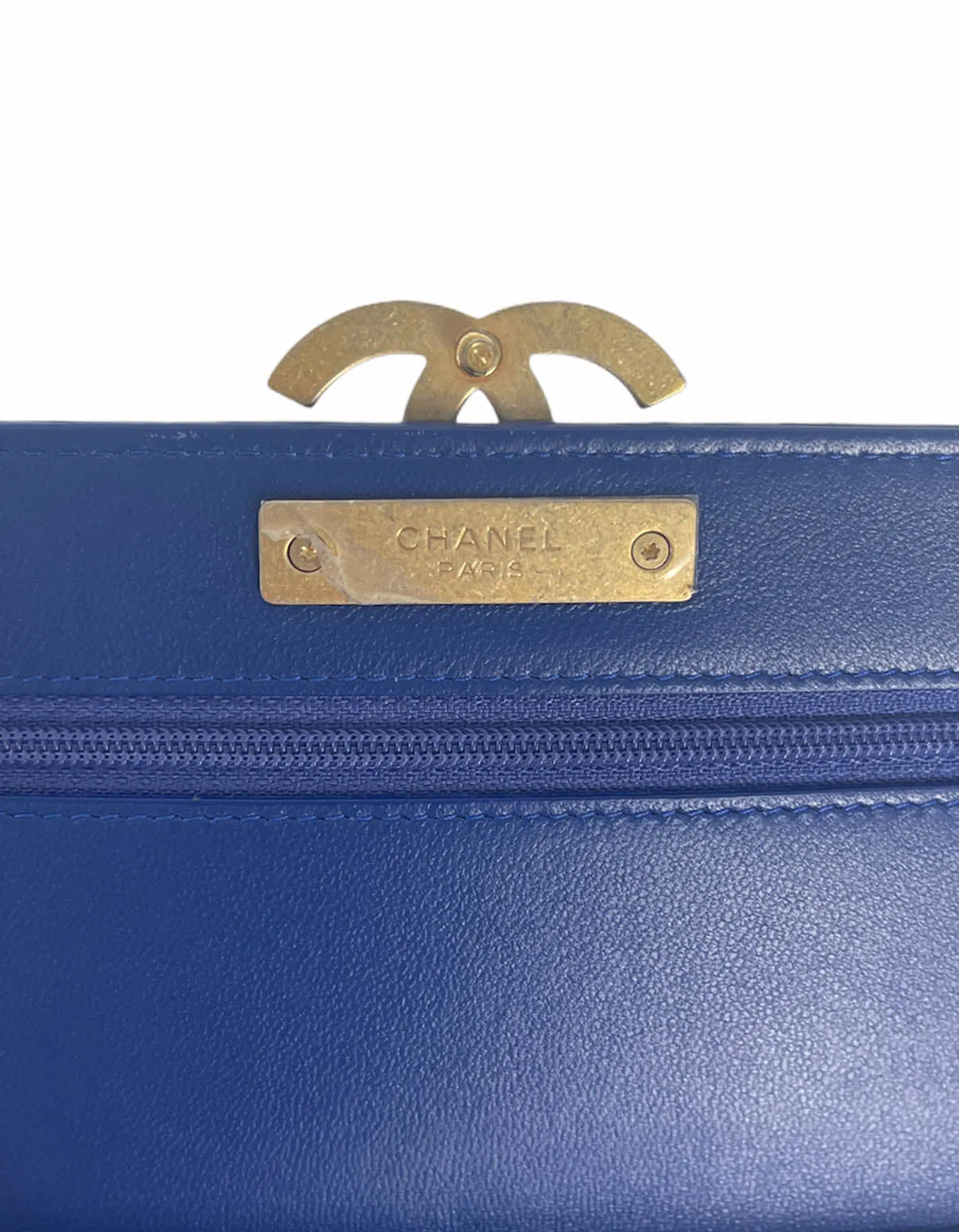 Chanel Iridescent Blue CC Quilted Wallet On Chain WOC Crossbody Bag