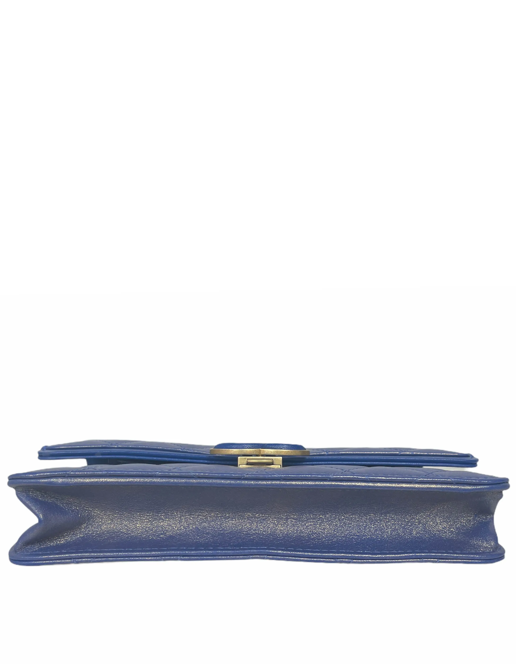Chanel Iridescent Blue CC Quilted Wallet On Chain WOC Crossbody Bag