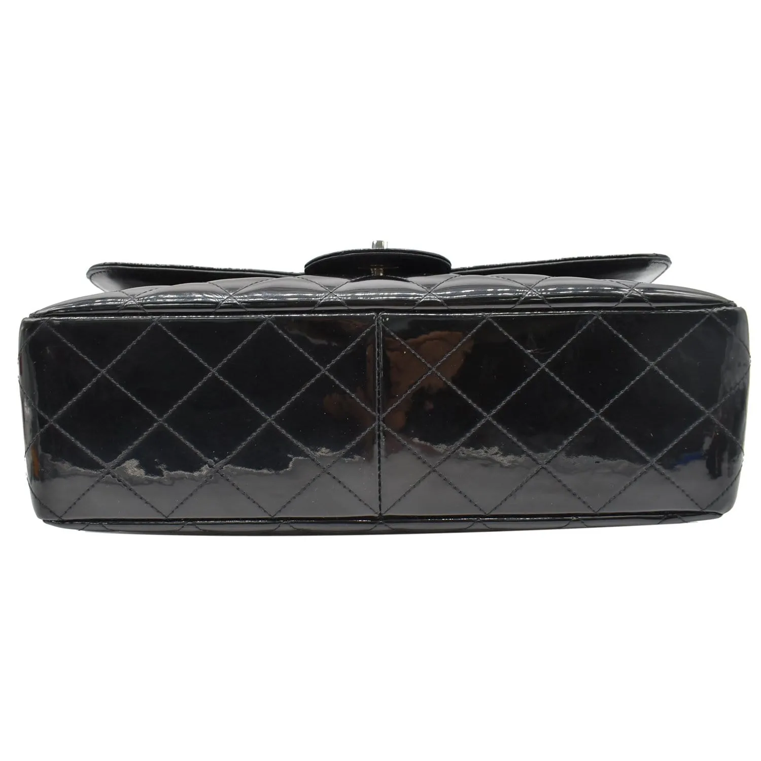 CHANEL Jumbo Single Flap Patent Leather Shoulder Bag Black