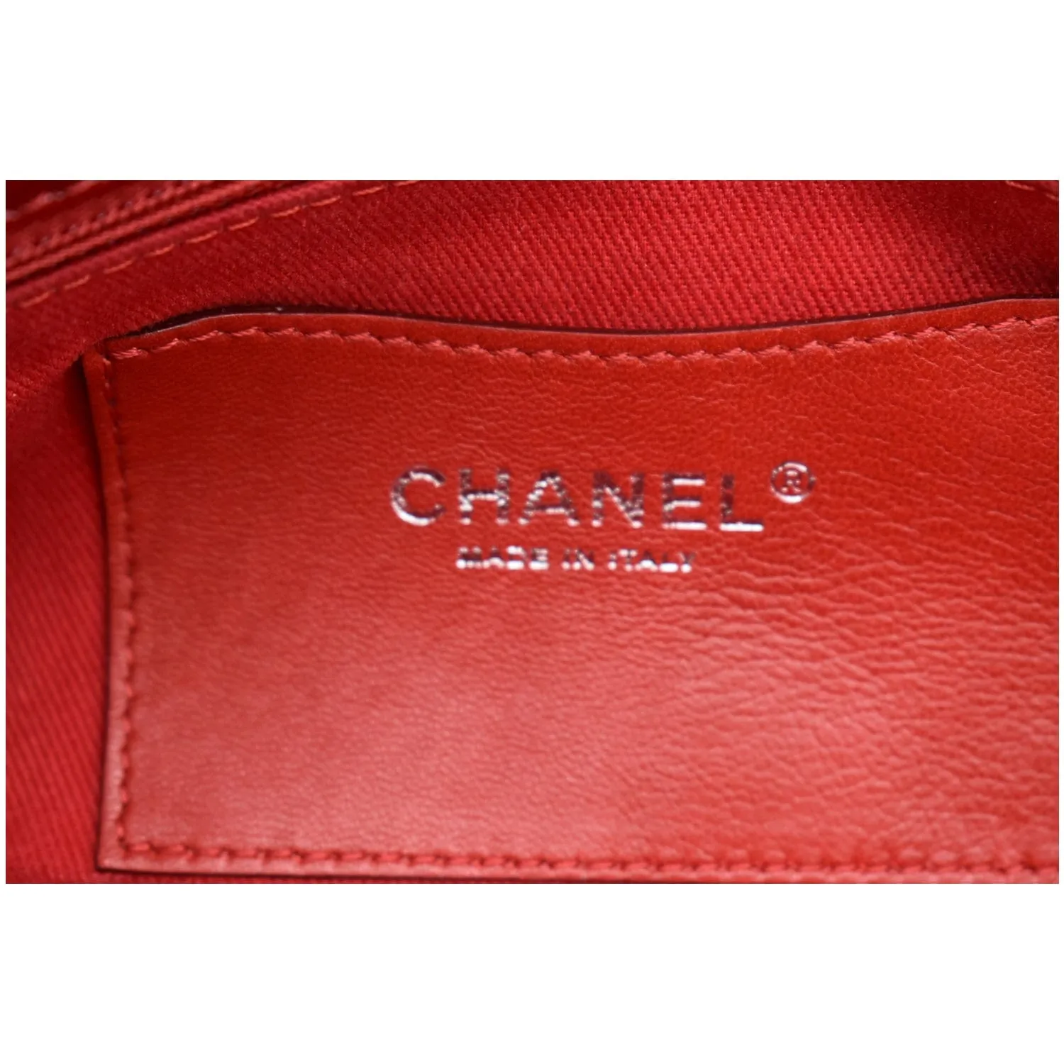CHANEL Just Mademoiselle Patent Leather Bowling Bag Red
