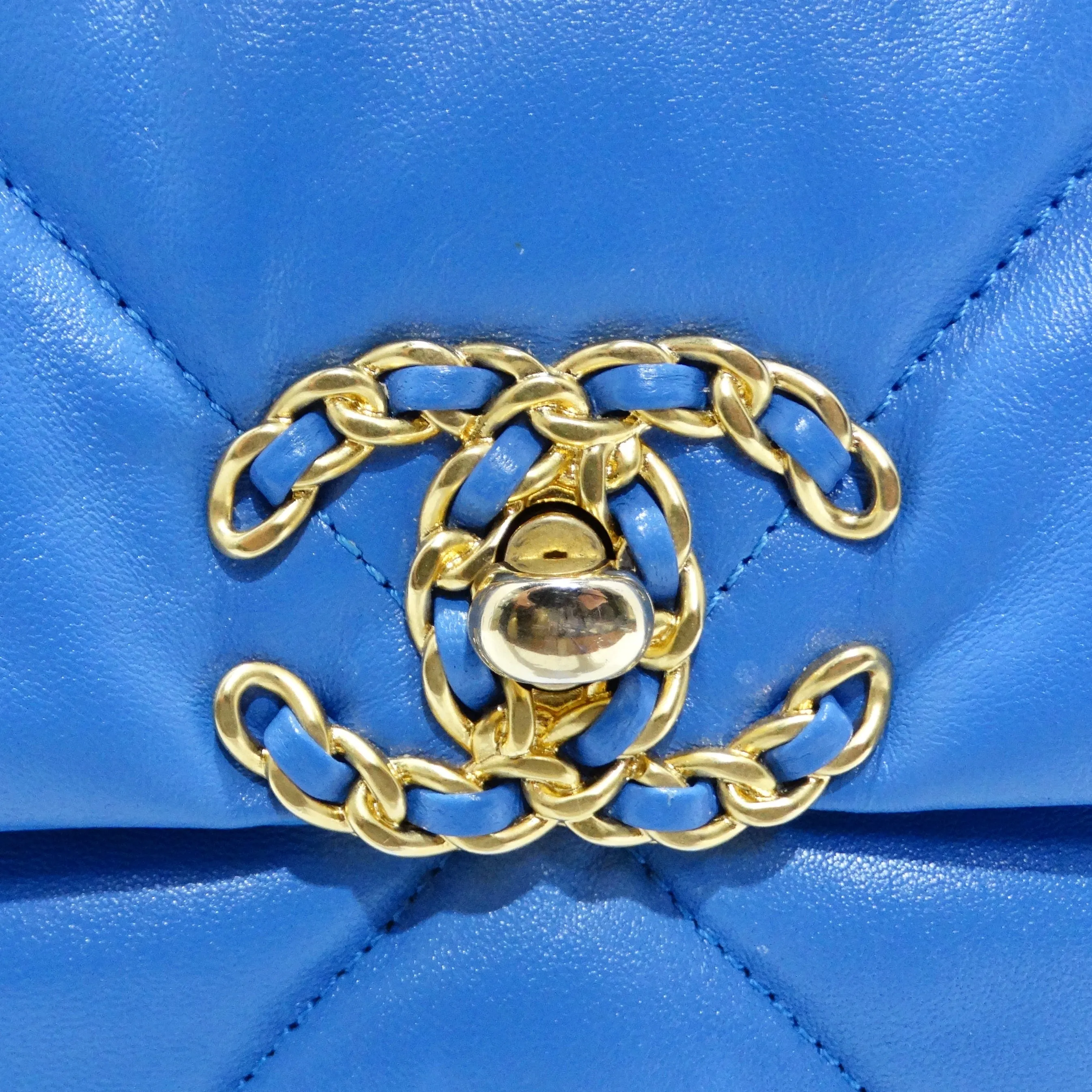 Chanel Lambskin Quilted Medium 19 Flap Bag Blue
