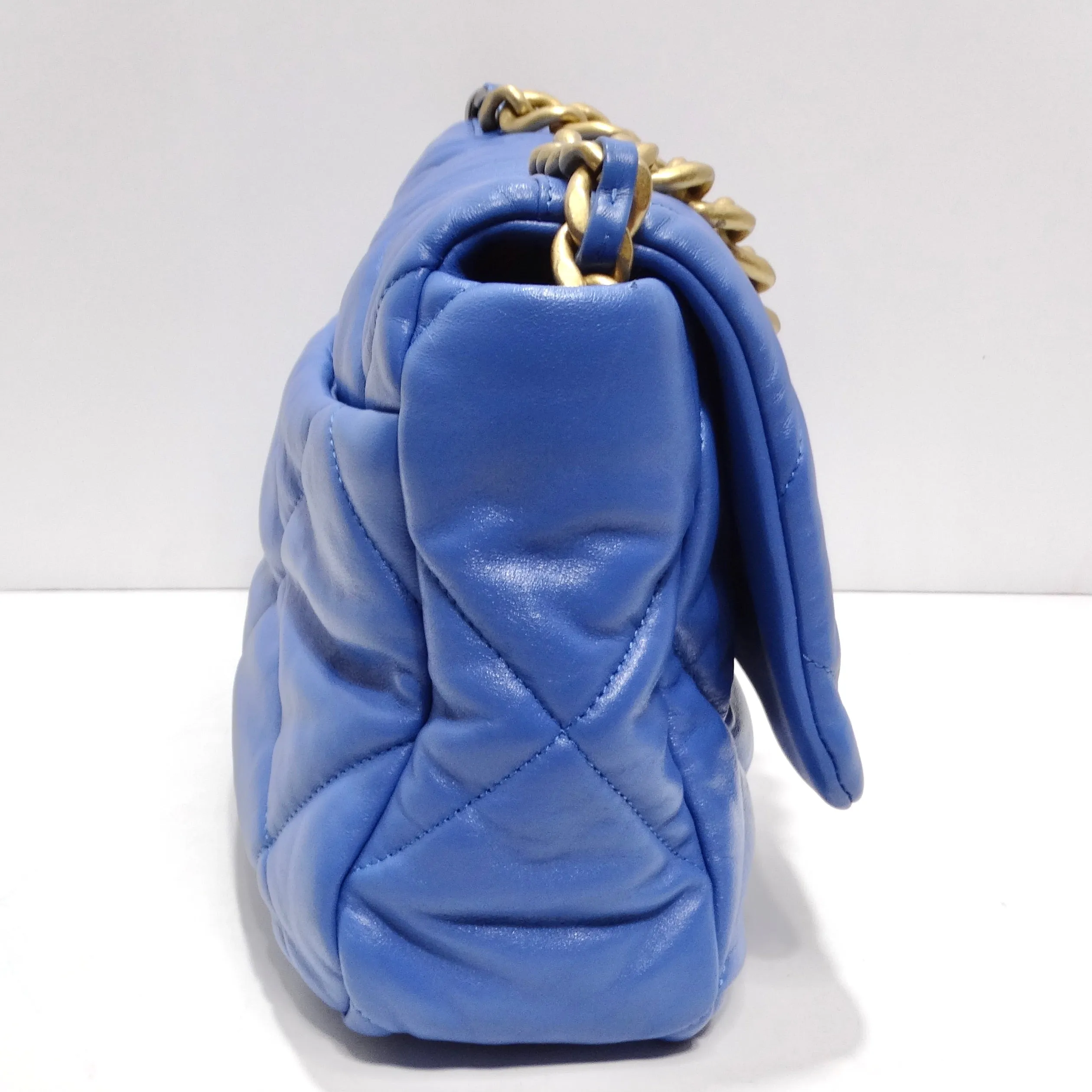 Chanel Lambskin Quilted Medium 19 Flap Bag Blue