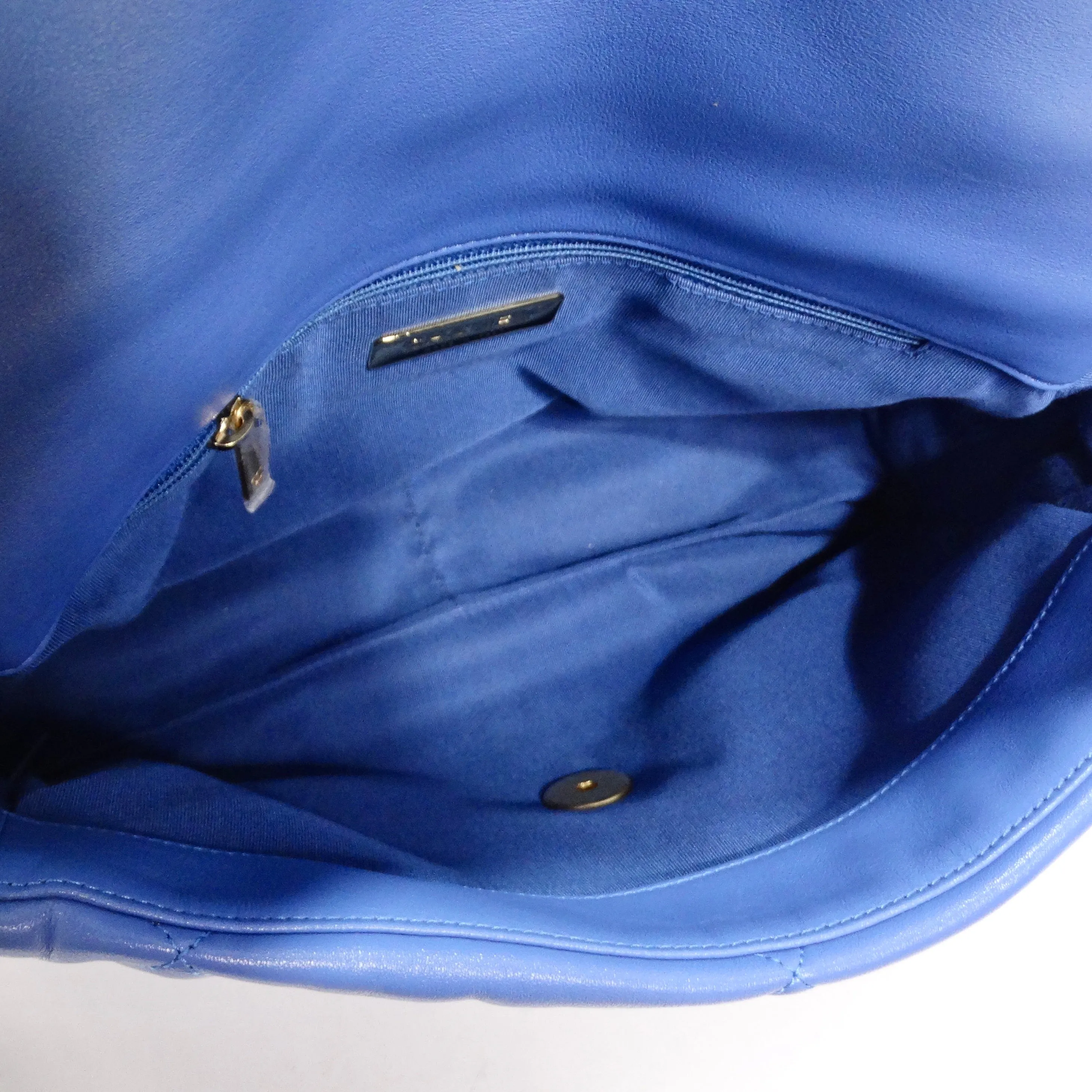Chanel Lambskin Quilted Medium 19 Flap Bag Blue