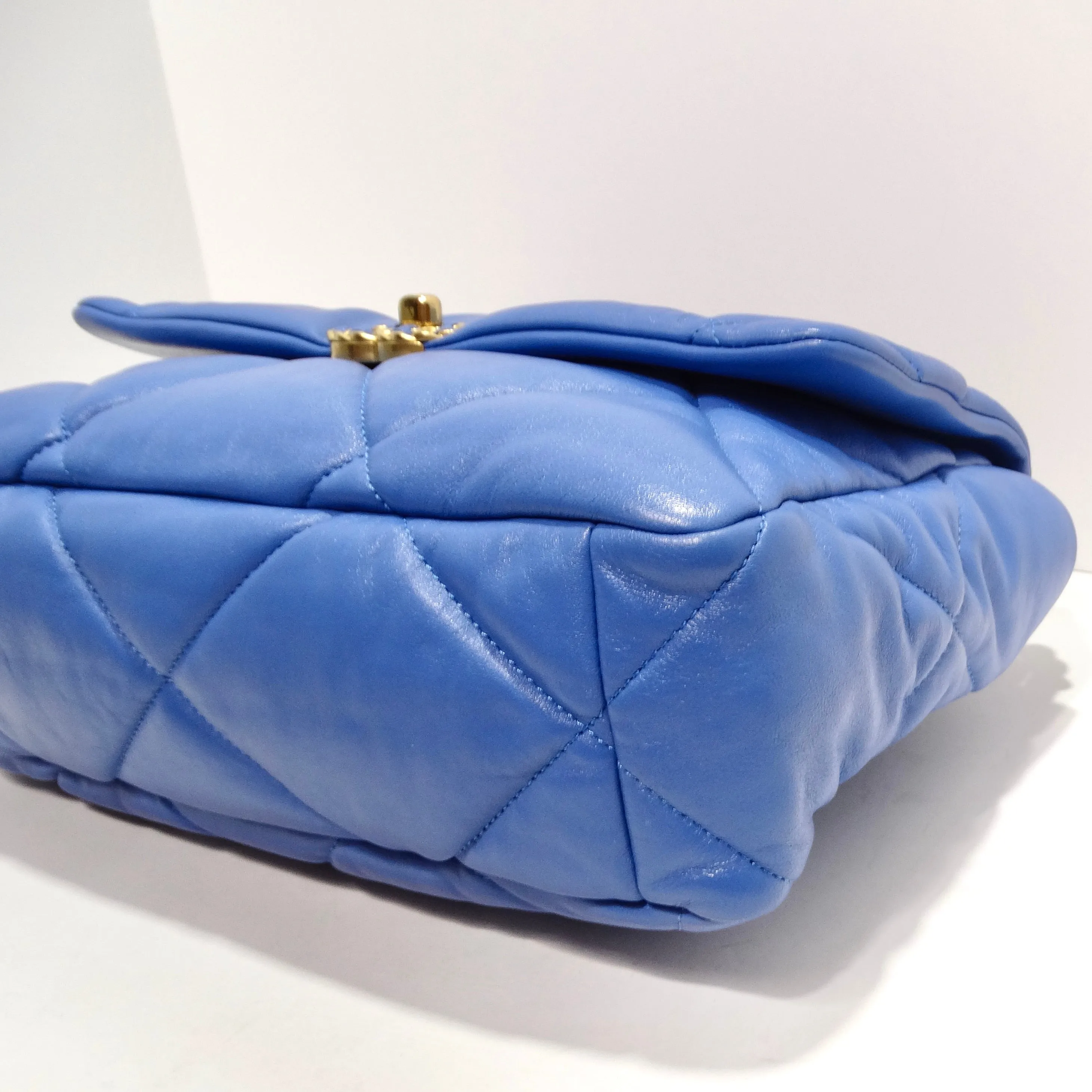 Chanel Lambskin Quilted Medium 19 Flap Bag Blue