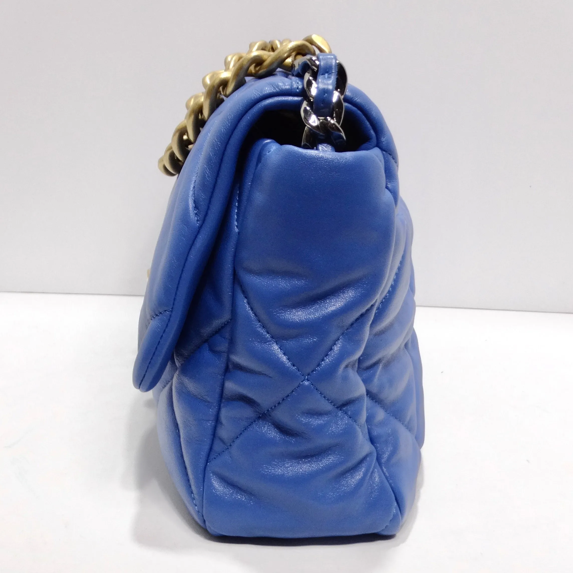 Chanel Lambskin Quilted Medium 19 Flap Bag Blue