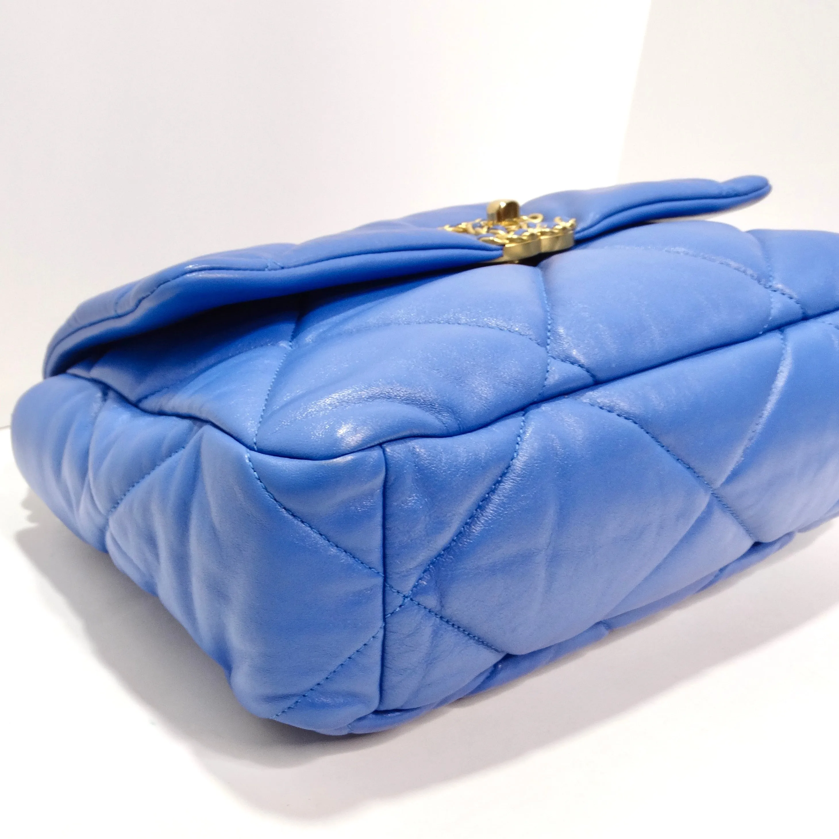 Chanel Lambskin Quilted Medium 19 Flap Bag Blue