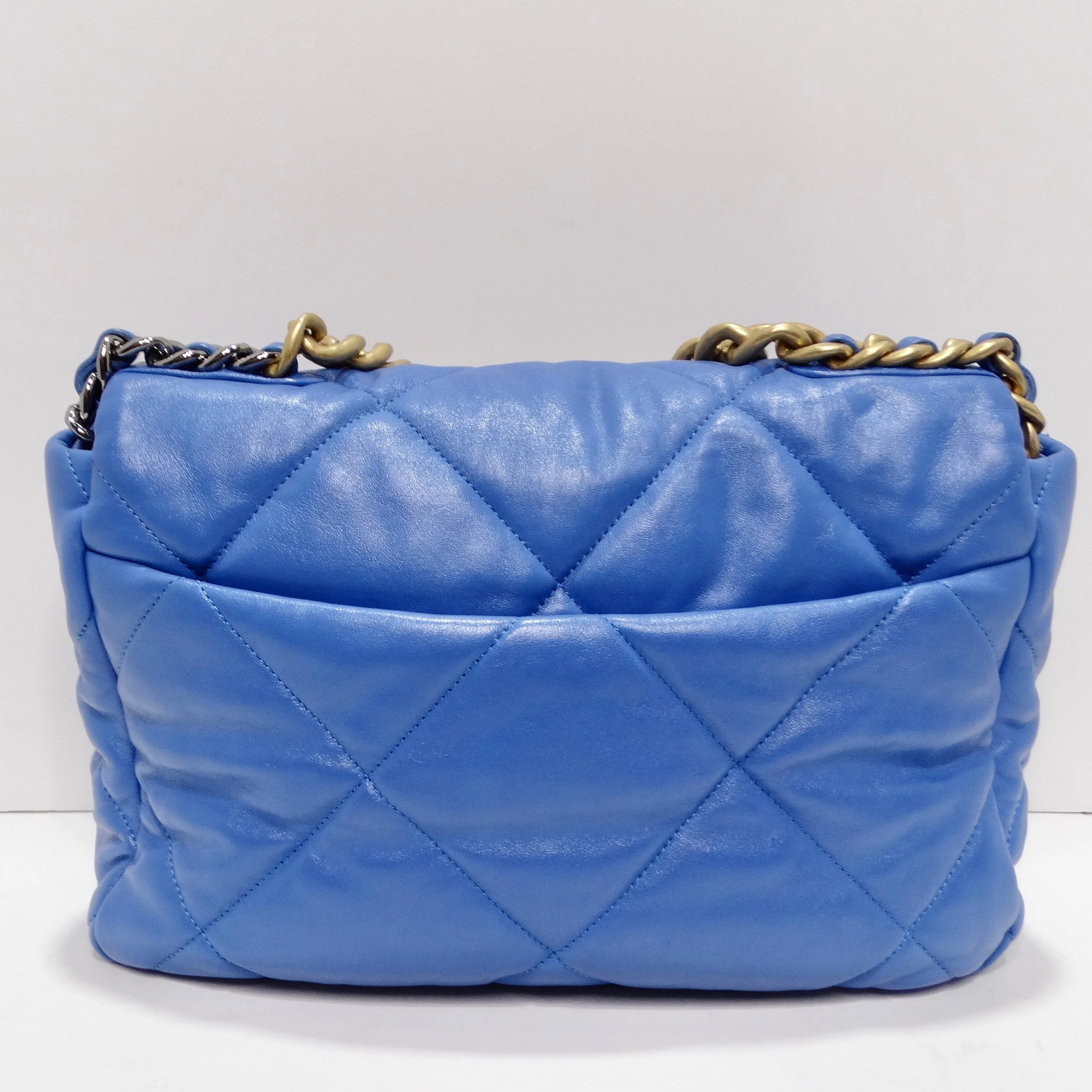 Chanel Lambskin Quilted Medium 19 Flap Bag Blue