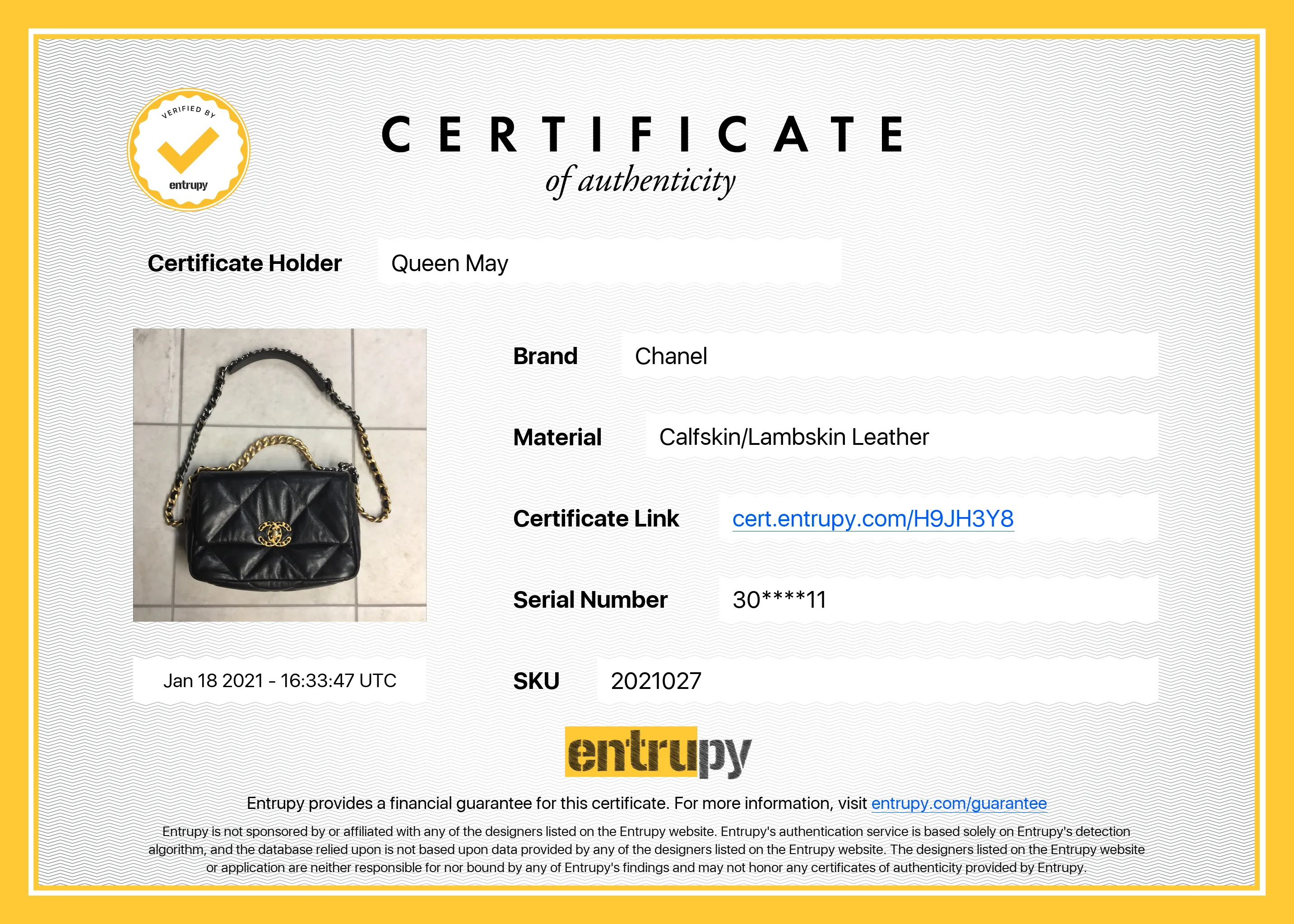 Chanel Lambskin Quilted Medium 19 Flap Black