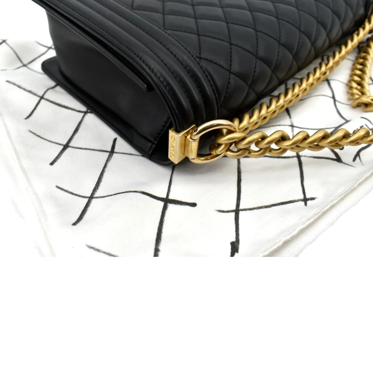 CHANEL Medium Boy Flap Calf Leather Shoulder Bag Black