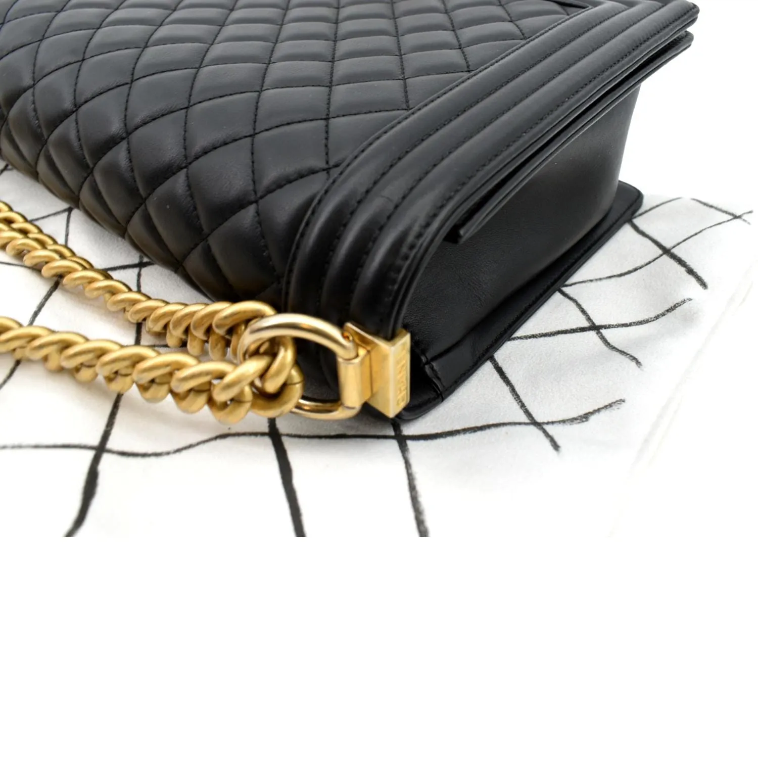 CHANEL Medium Boy Flap Calf Leather Shoulder Bag Black