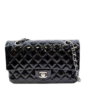 CHANEL Medium Flap Patent Leather Shoulder Bag Black