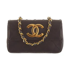 Chanel Navy Quilted Logo Shoulder Bag