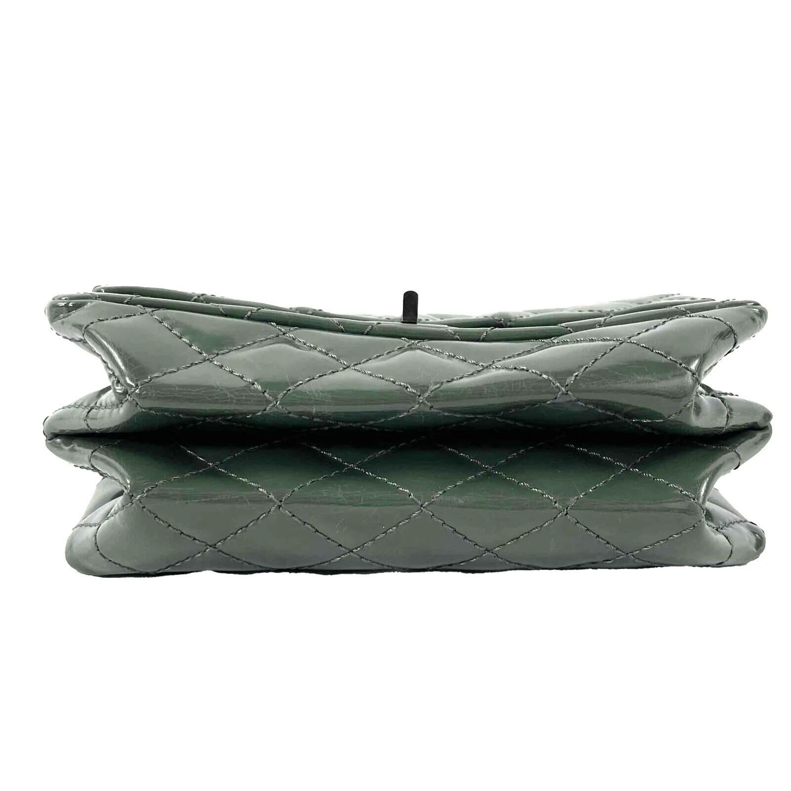 CHANEL Patent Quilted Small Accordion Reissue 2.55 Flap - Olive Green Crossbody