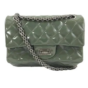 CHANEL Patent Quilted Small Accordion Reissue 2.55 Flap - Olive Green Crossbody